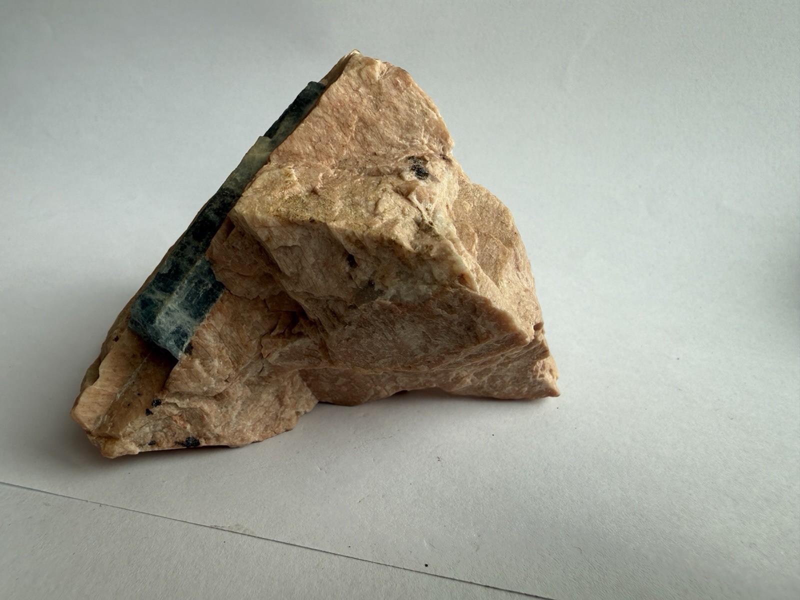 Natural Aquamarine Crystal in Pink Feldspar Matrix Rough Mineral Specimen