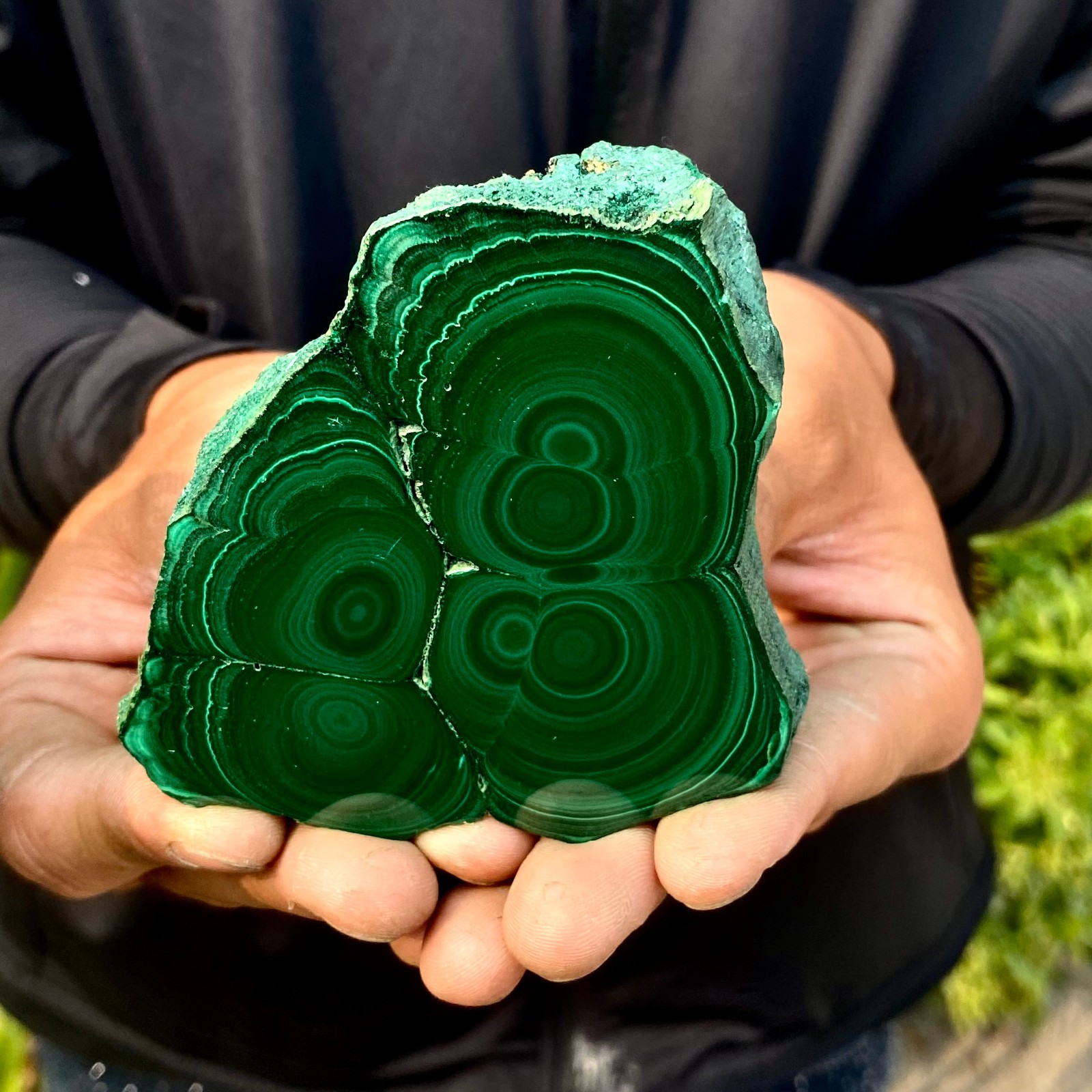 262G Natural malachite slice quartz crystal luster mineral specimen