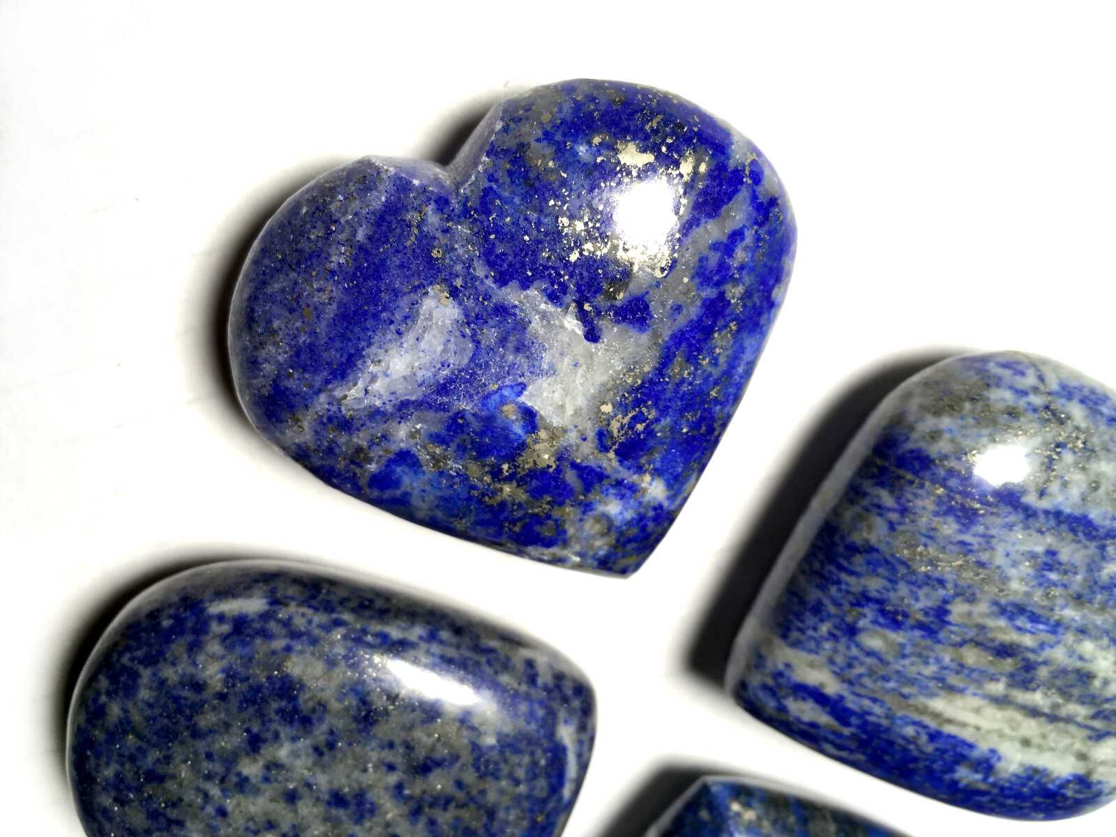 Lapis Lazui Crystal Heart Palm Stone Blue Rock Reiki Healing Energy Crystal