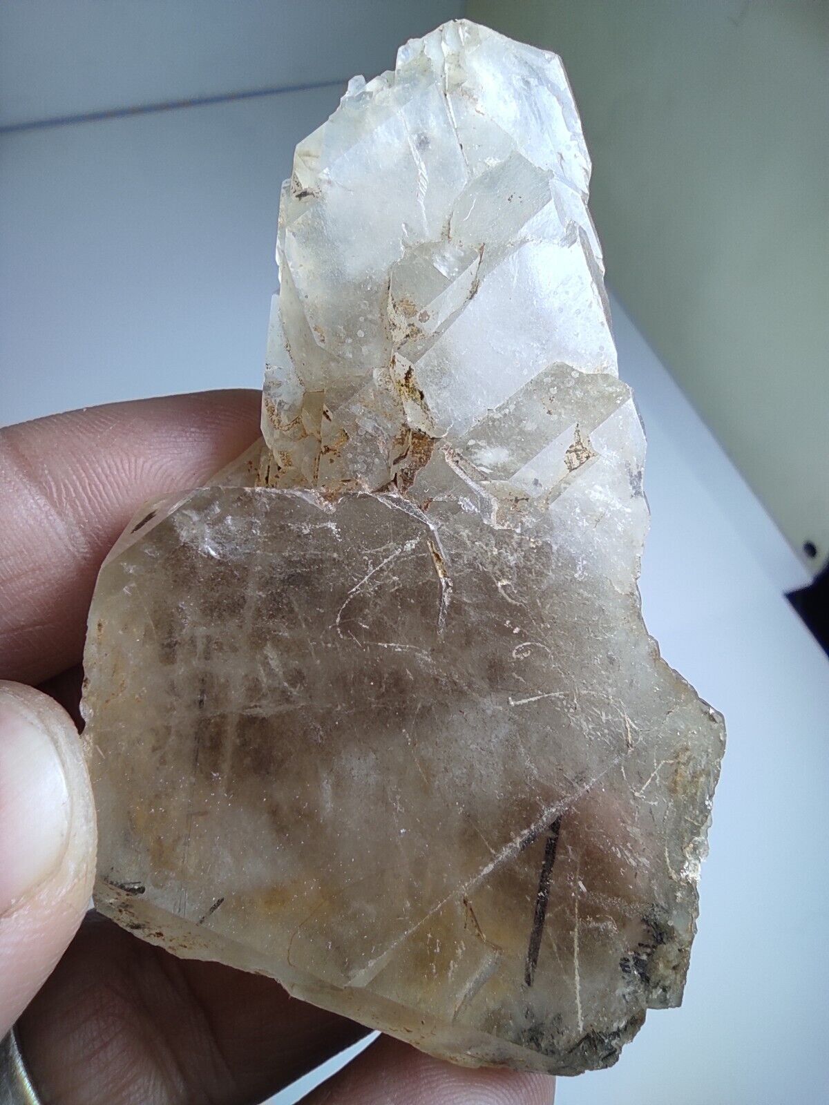 Aegerine included Smokey quartz floater From Shalman, KPK, Pakistan.