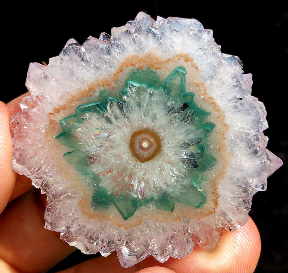 141CT WOW! Boutique Natural Trapiche Star Green Amethyst Flower Specimen ip1375