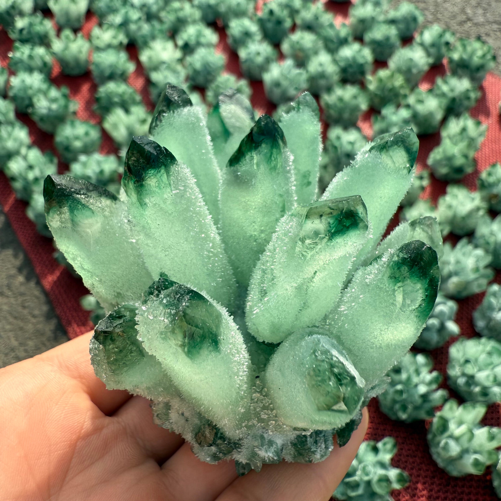 200g+Natural Green crystal Quartz Cluster Crystal Mineral Healing Rock Stone1pc