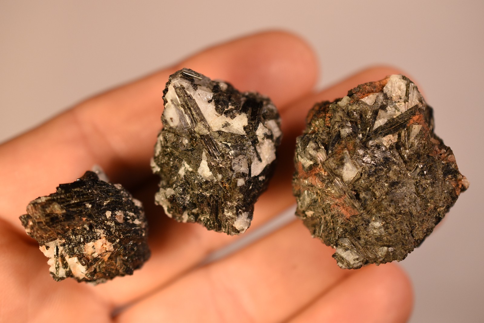 3 *AUSTRALIAN* BLACK TOURMALINE 2-3cm 53.2g In Quartz Natural Crystal Specimens