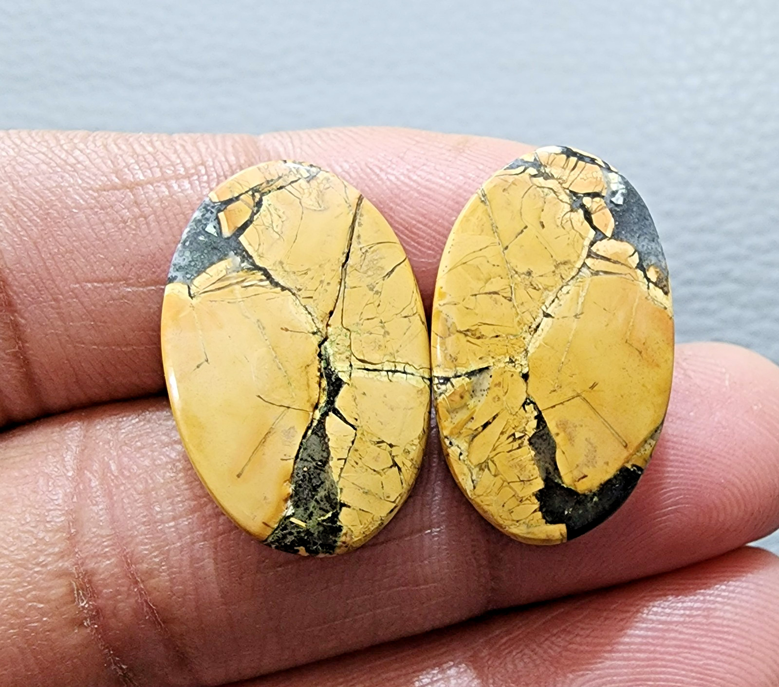 Wonderful Picture Jasper Pair Cabochon 35 Cts Natural Matching Gemstone Polished