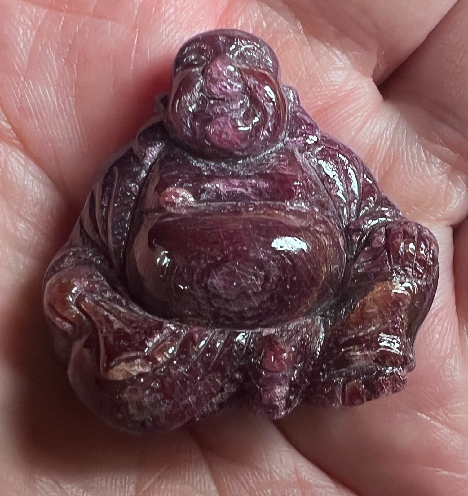 TOTALLY NATURAL REAL RUBY GEMSTONE BUDDHA STATUE CARVING UNHEATED 230 CT.