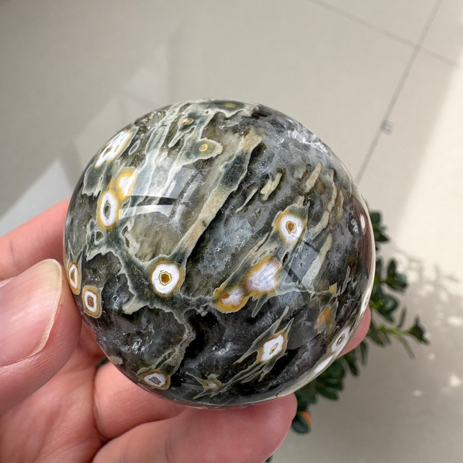 Natural 8th Vein Ocean Jasper Sphere 2.1″ 0.4 lb Crystal Ball Healing Gemstone