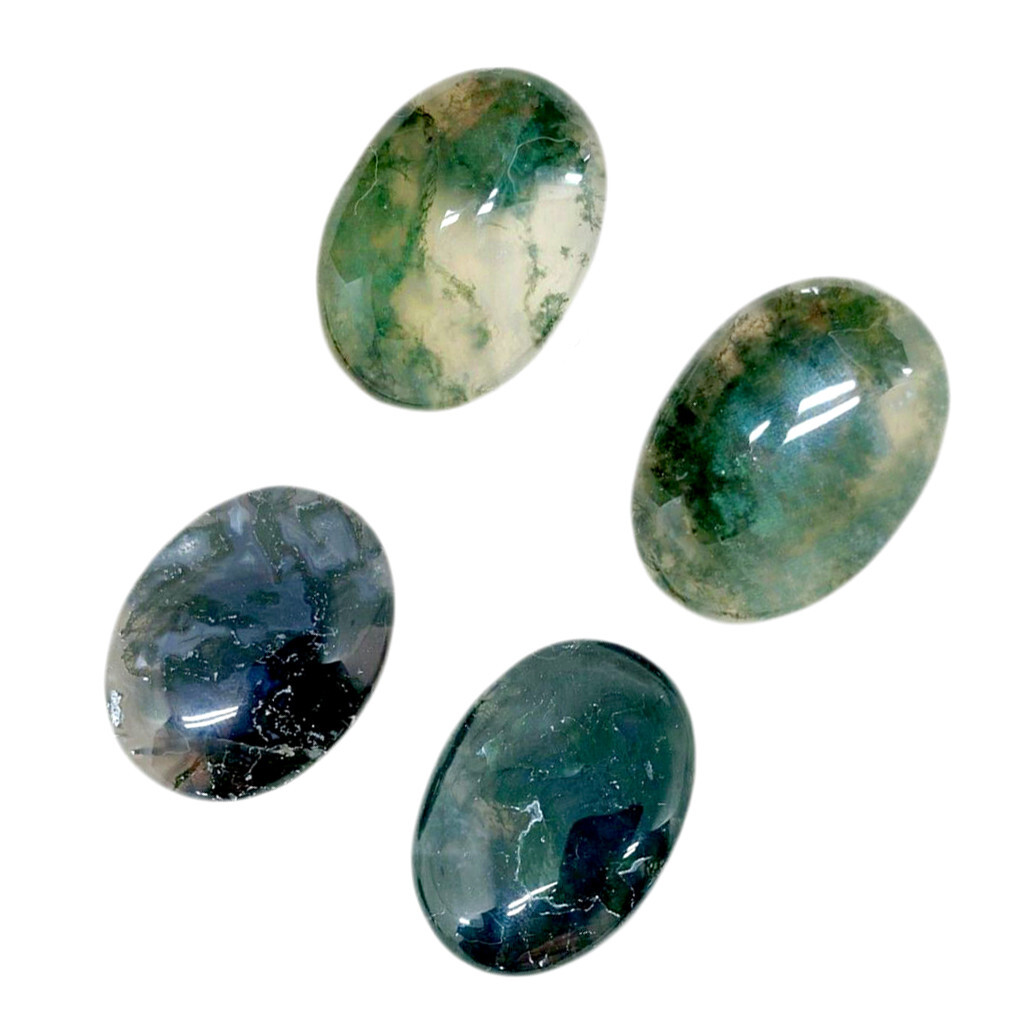 Natural Moss Agate Palm Stone Green Rock Crystal Healing Reiki Polish Worry Ston