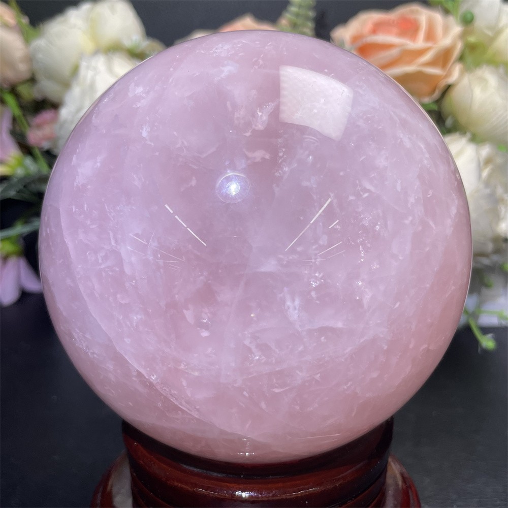 4LB 4.1″ Natural Rose Quartz Sphere Ball Crystal Quartz Decor Healing Reiki