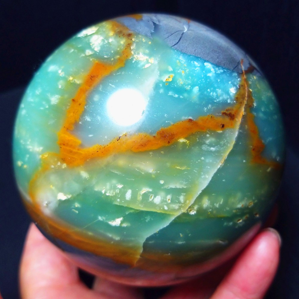 1008g Natural Polishing Amazon Agate Chalcopyrite Symbiotic Crystal Ball A4935