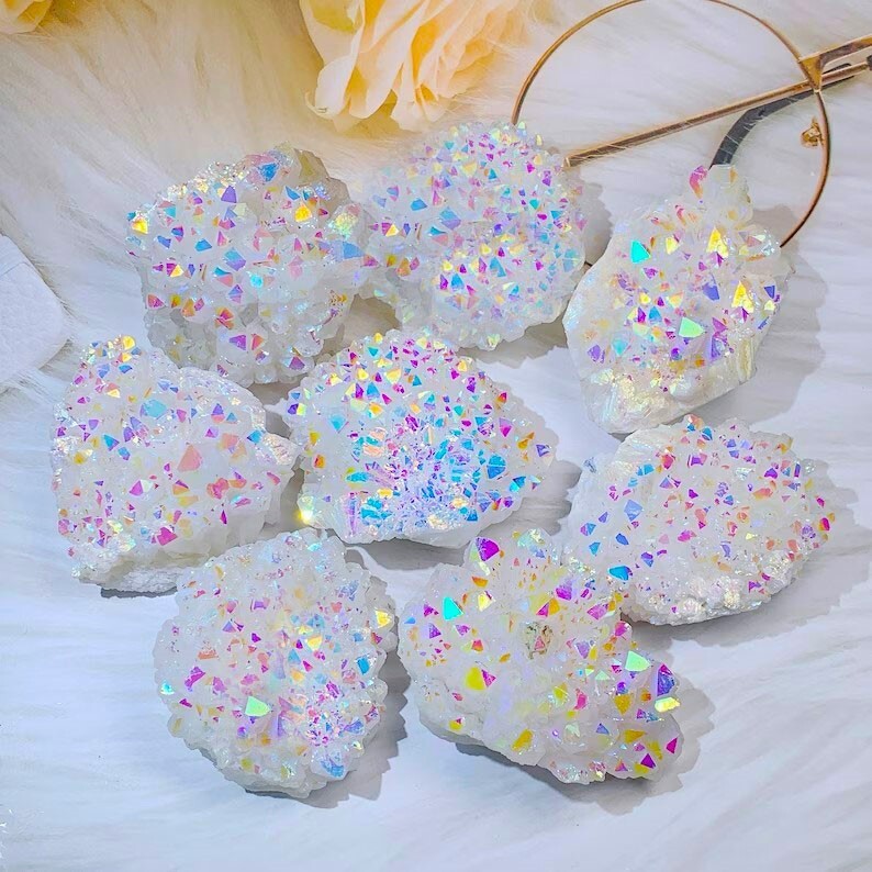 Angel Aura Quartz Crystal Cluster Healing Reiki Home Office Car Decor Ornament