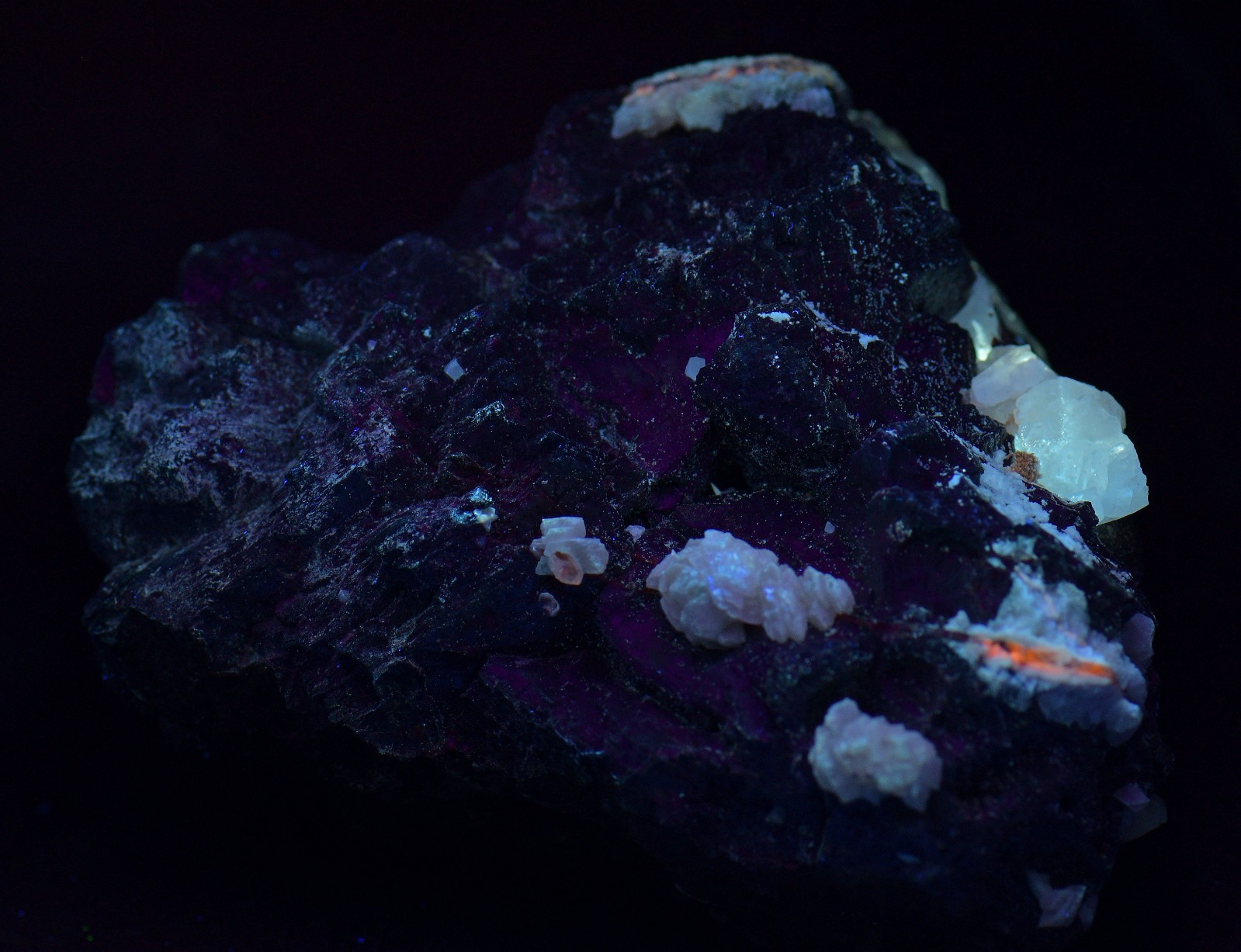 Sphalerite with Fluorite, Witherite, etc. UV. Cave in Rock, Illinois. 2.5 lbs.