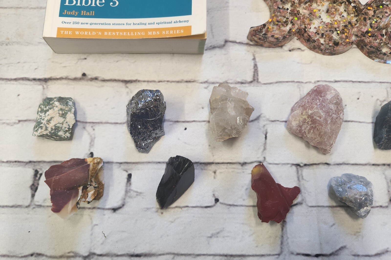 Crystal Book Psychic Powers Rough Crystal Lot Sage Smudge Stick Trinket Bowl