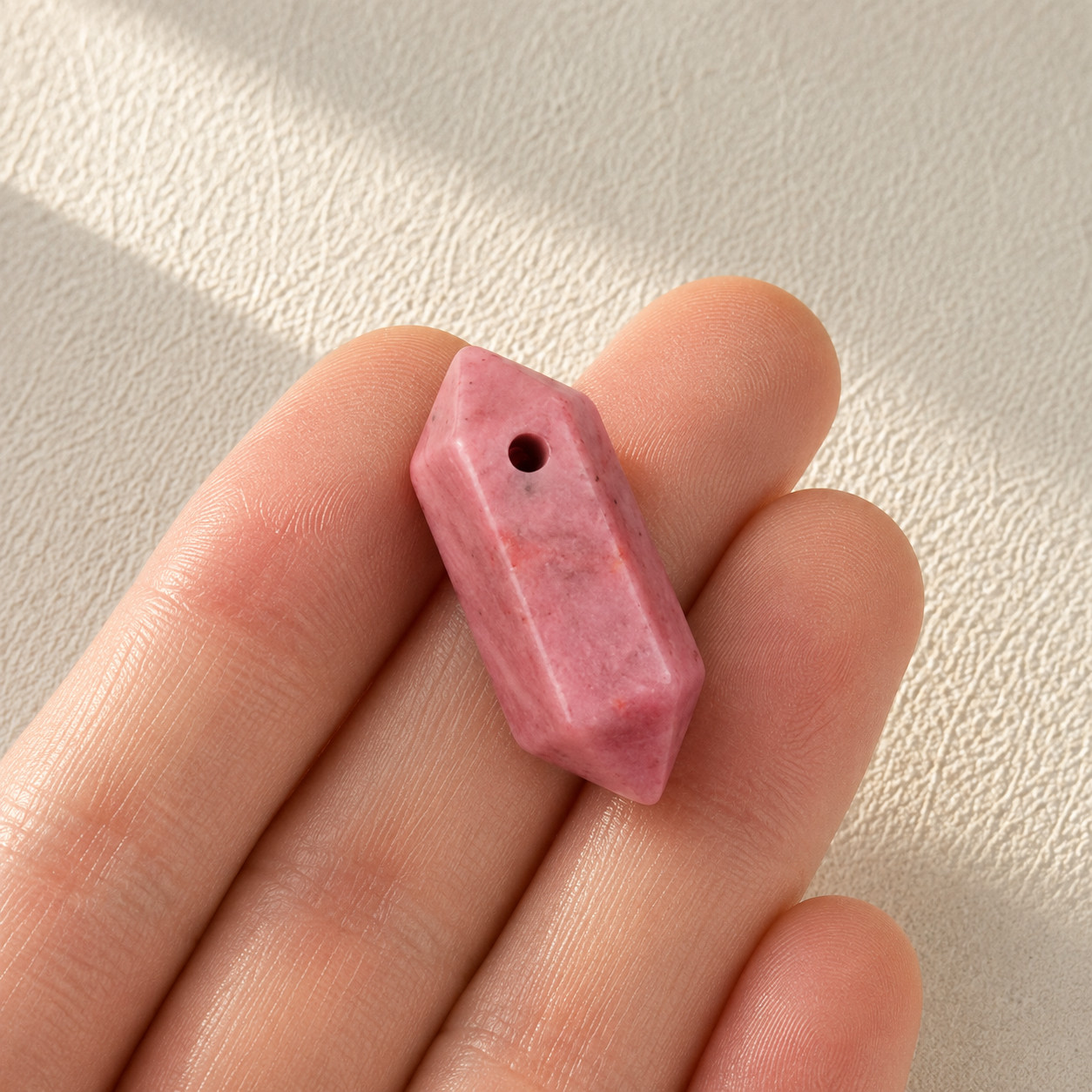 Natural Rhodonite Hexagon Crystal | DIY Jewelry Finding | Heart Healing