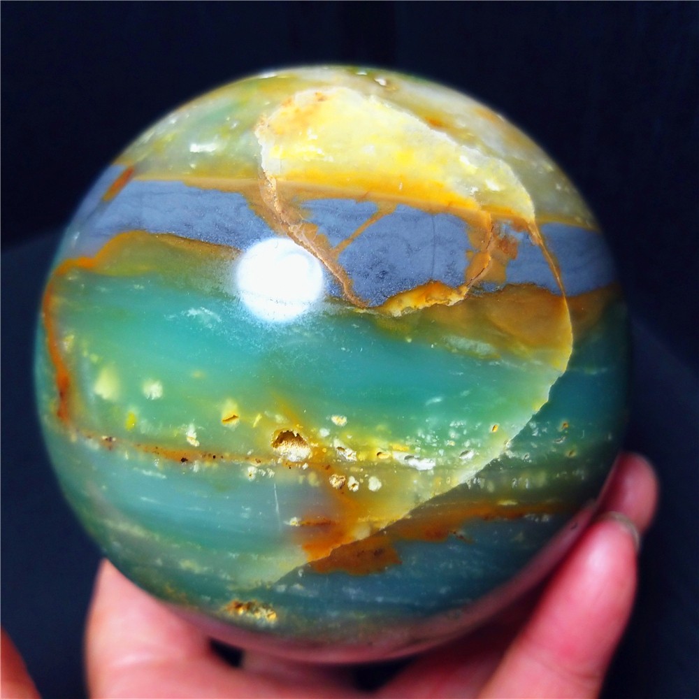 1008g Natural Polishing Amazon Agate Chalcopyrite Symbiotic Crystal Ball A4935