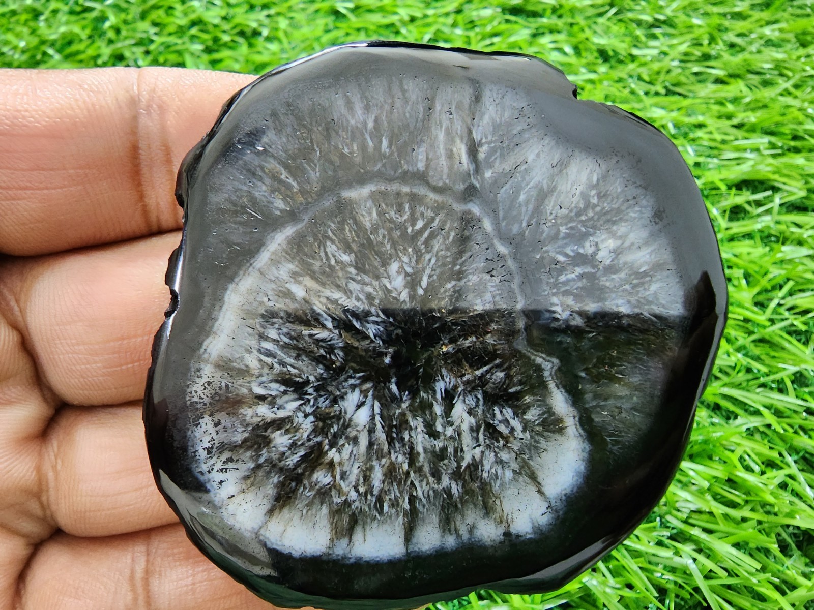 Rare Banded Slice Agate Druzy Crystal Polished 186ct Geode Slab Gemstone Jewelry