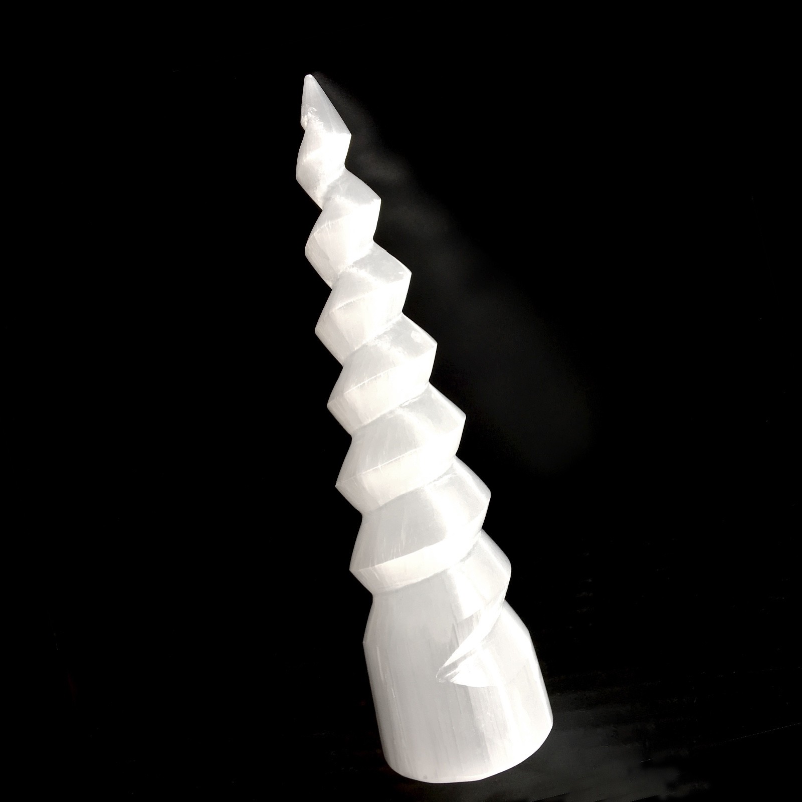 XL Selenite Tower Crystal Spiral Energy Wand 8″ Point Cleanse Reiki CHARGE Heal