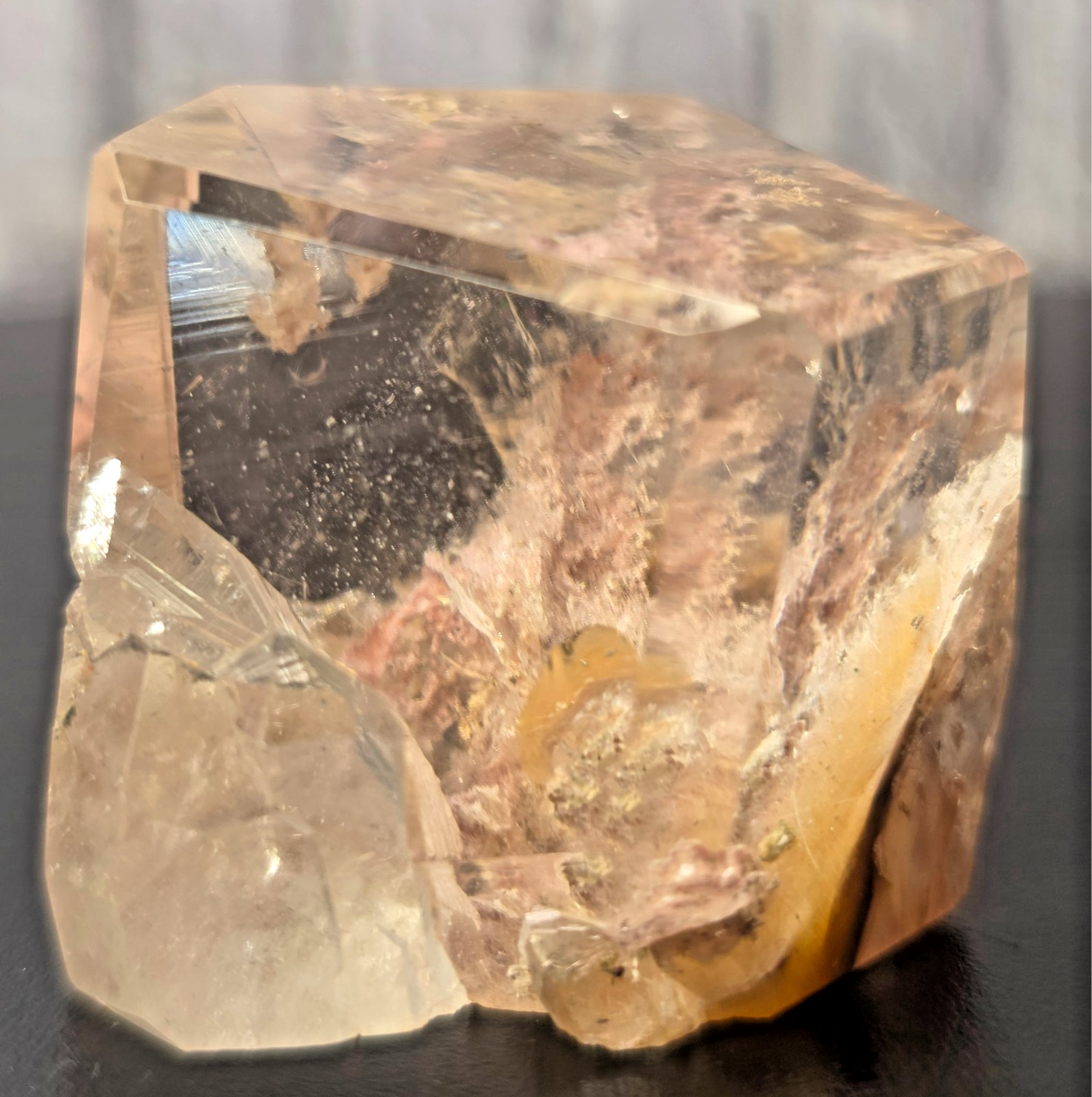 Rare Pink Garden Quartz Crystal Freeform Brazil Internal External Crystal Growth