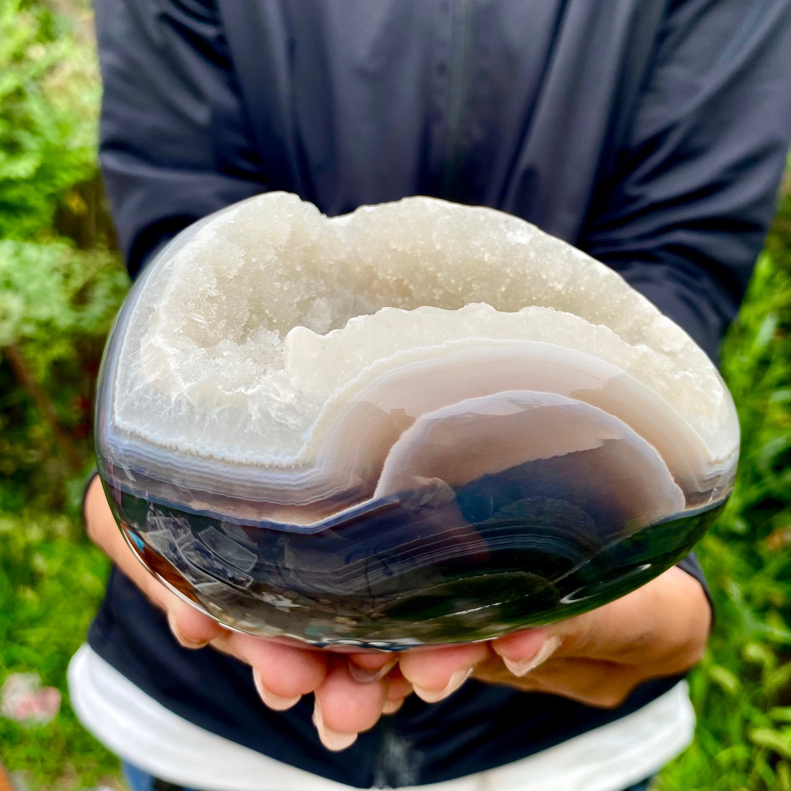 1.9LB Premium Natural Agate Geode Egg Polished Gemstone Egg Healing Mineral Disp