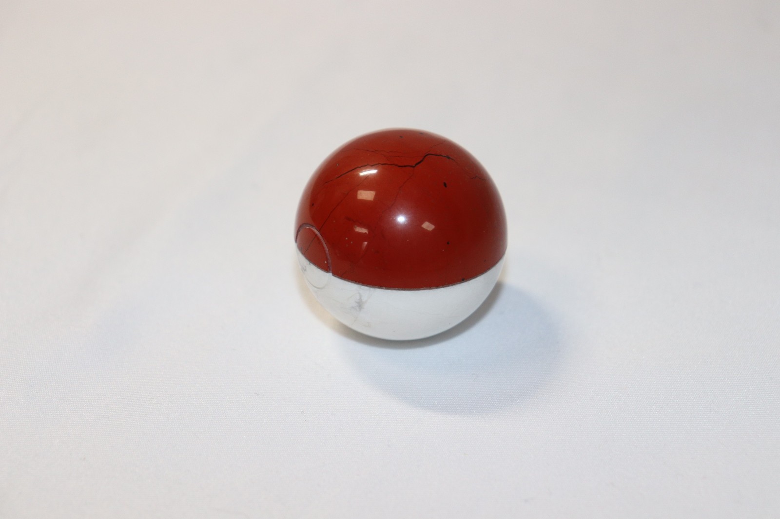 Crystal Poké Ball Sphere Red Jasper & Howlite Gemstone Ball 38mm