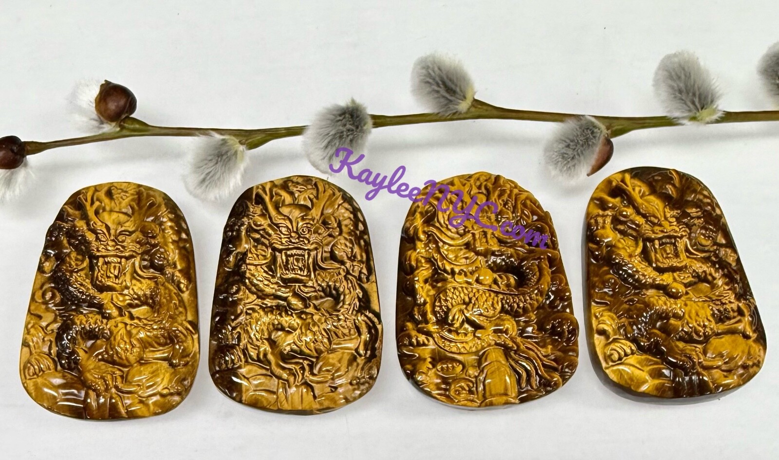 Wholesale Lot 4 PCs Natural Tiger Eye Dragon Healing Energy