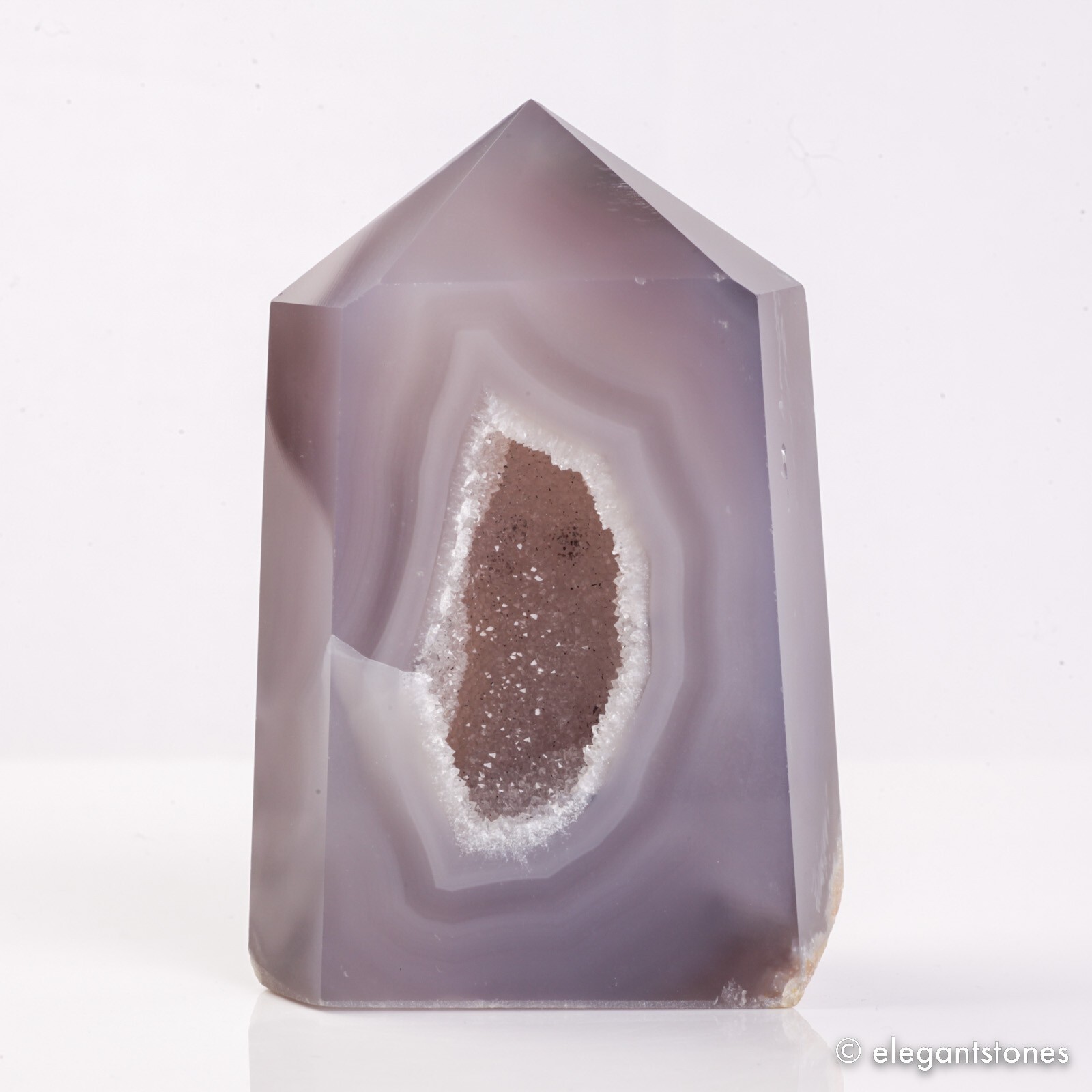 384g96mm Druzy Agate Geode Tower Point Natural Crystal Polished Quartz Healing