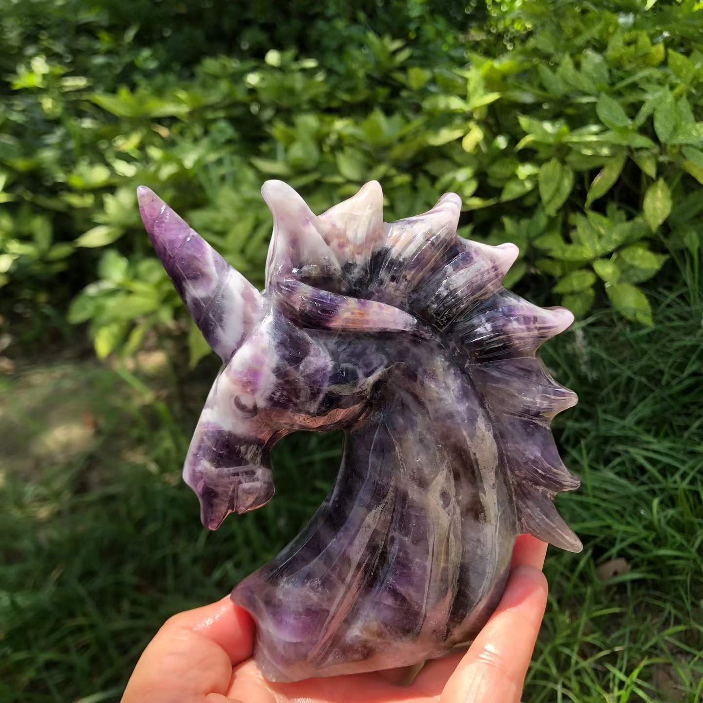 1pc Natural Dreamy Amethyst Quartz Carved Unicorn Skull Crystal Reiki Decor