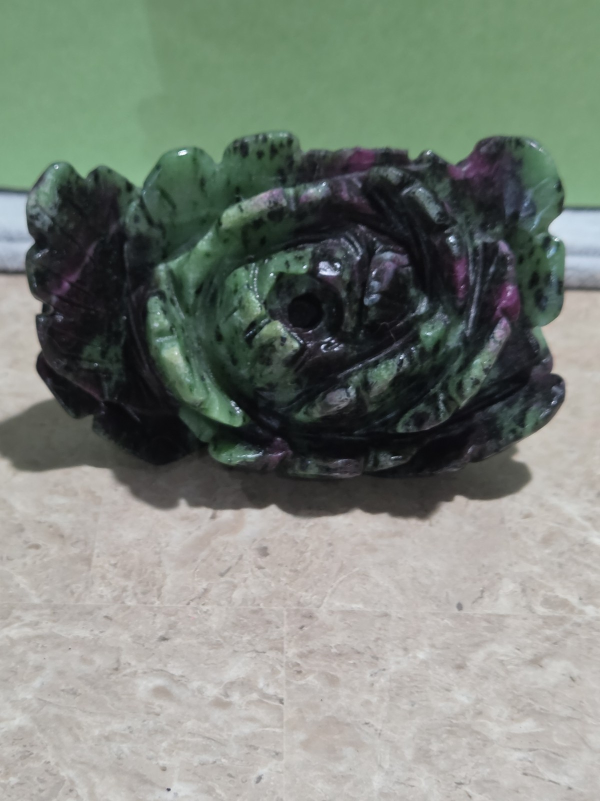 Crystal Ruby Zoisite Rose Flower Plant Carving