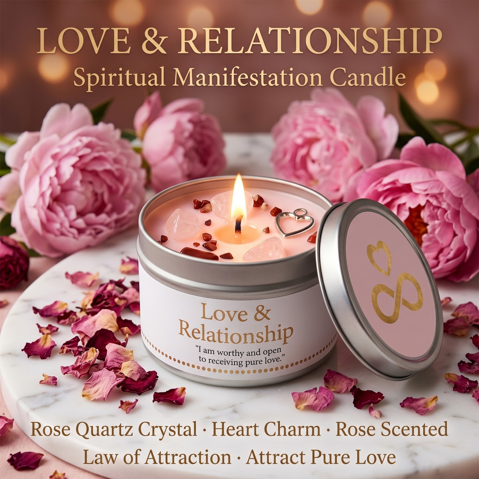 EVODUCK Manifestation Candle Crystal Healing Soy Wax Spiritual Intention Gift