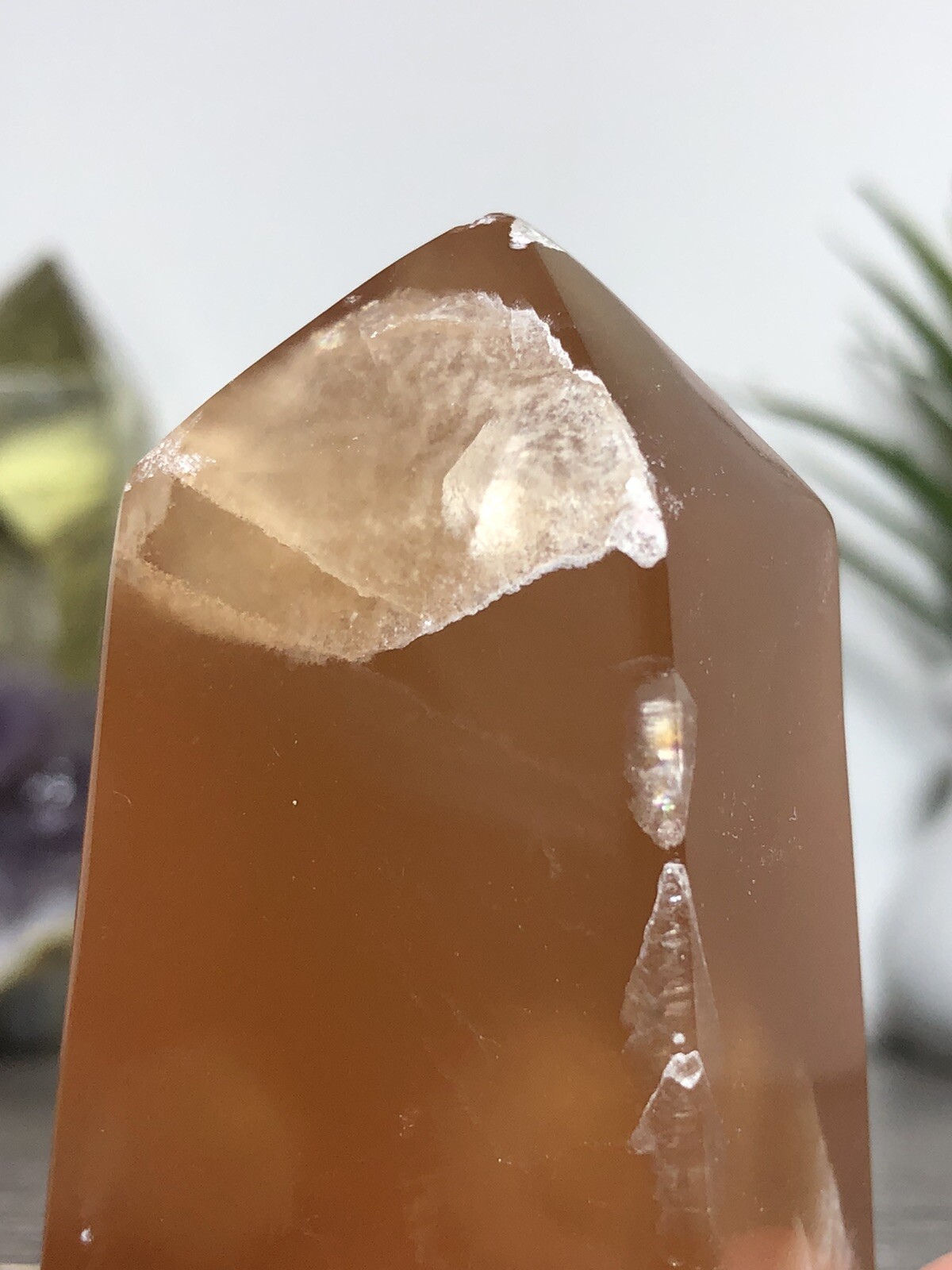 Honey Calcite Tower – Amber Orange Mineral Crystal Chakra Reiki Yoga Decor USA