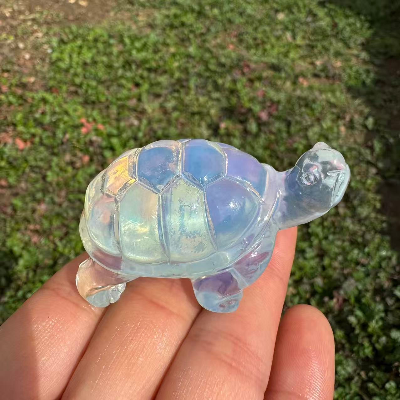 2.3″ hand carved opal turtle Quartz Crystal reiki healing 1pc