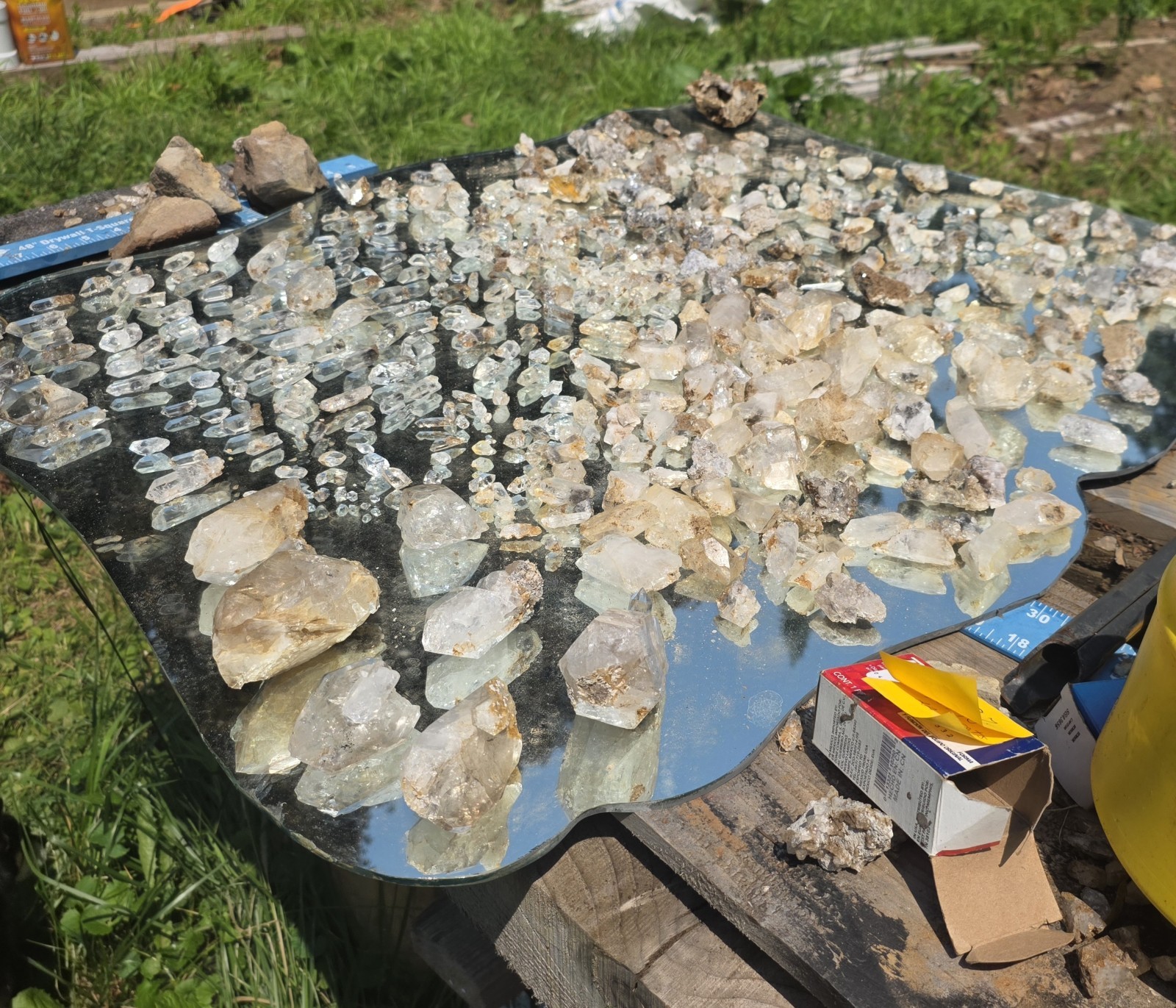Entire Table Natural Quartz Crystal Points Mixed Lot with Geode Specimens 225