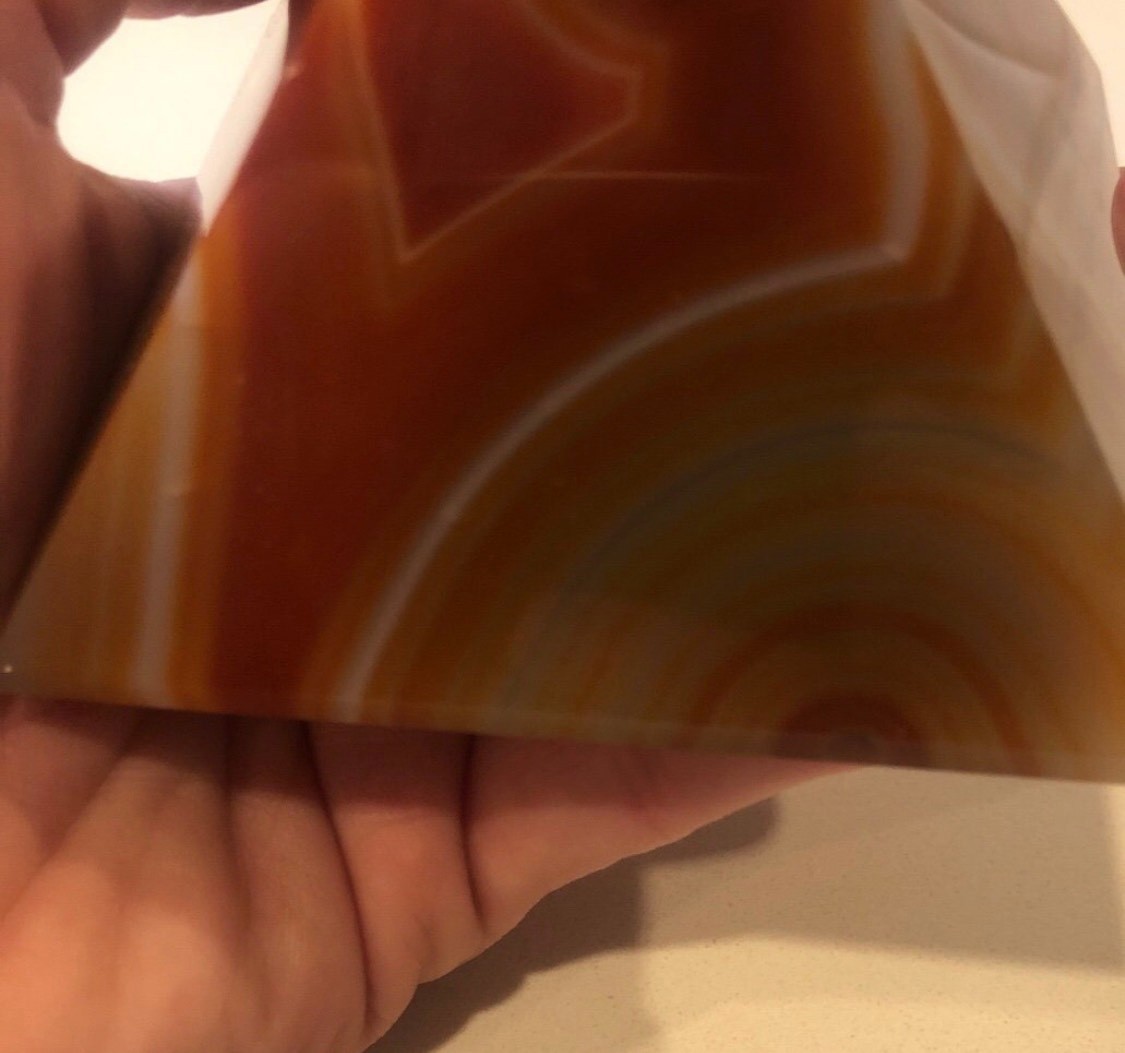 Vintage Banded Carnelian Agate Pyramid 1 pound, 3×3.5 inches