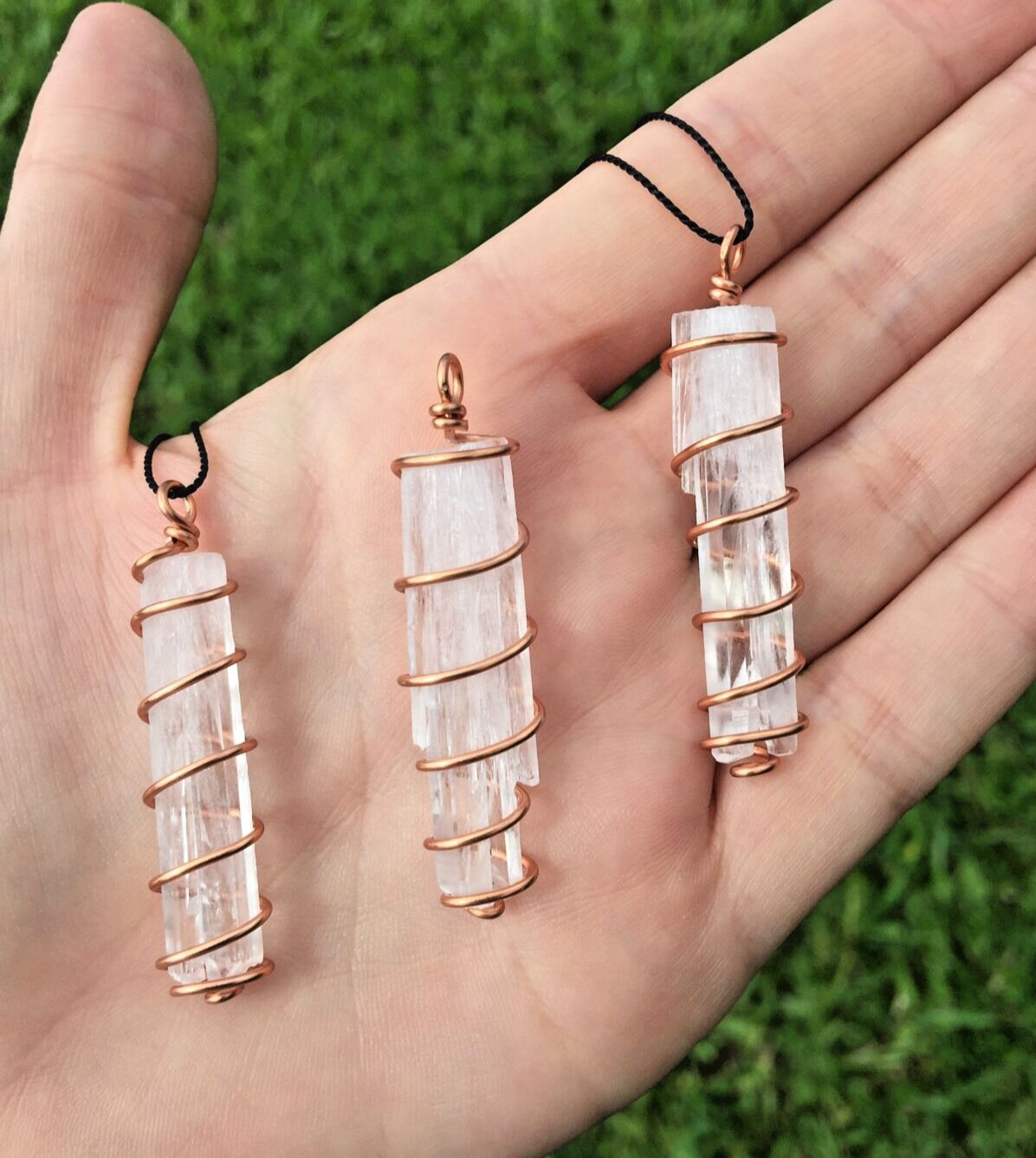 Natrolite Crystal Necklace Hand Wrapped in Copper! Synergy 12 Natrolite Pendant