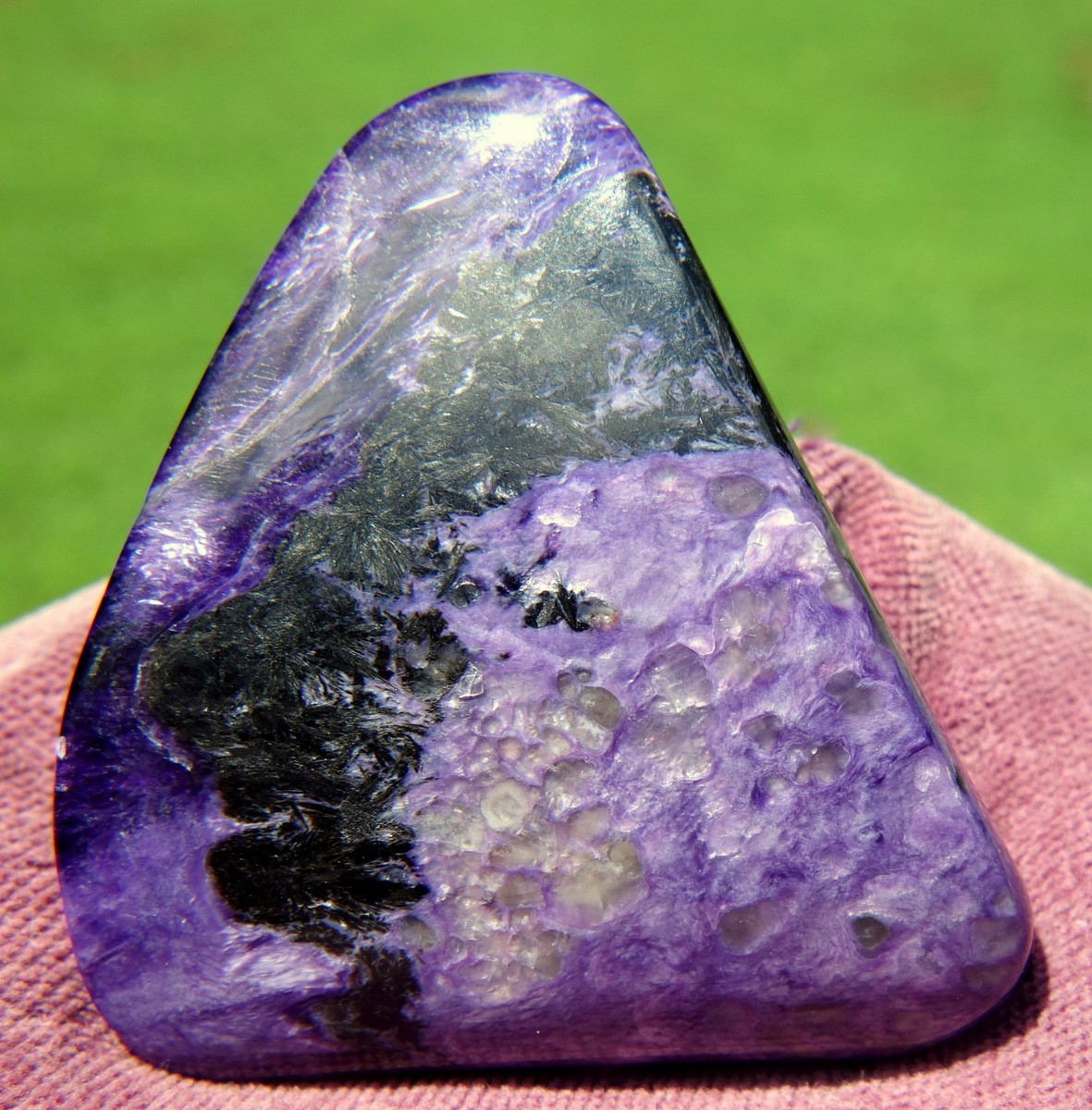 Charoite with Aegerine Palm Stone Free Form Crystal
