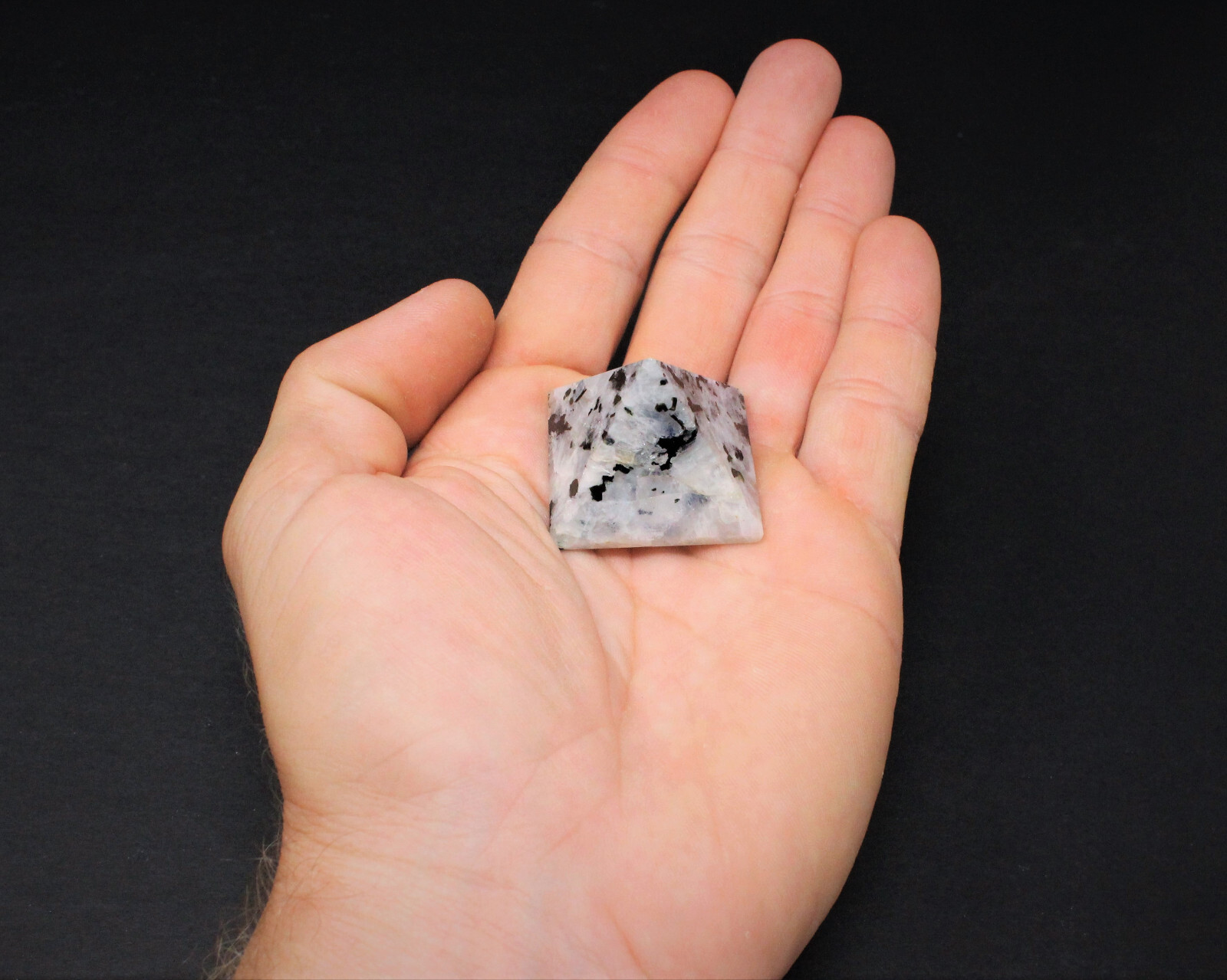 Rainbow Moonstone Crystal Pyramid, Medium 1″ – 1.25″ (Reiki Moonstone Pyramid)