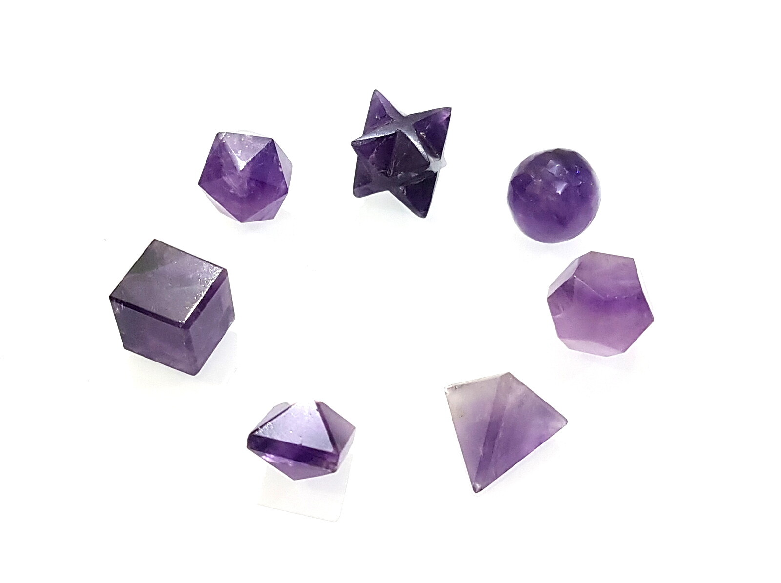 Geometry Set 7 Different Geometry Figures Natural Amethyst Healing Crystal Set