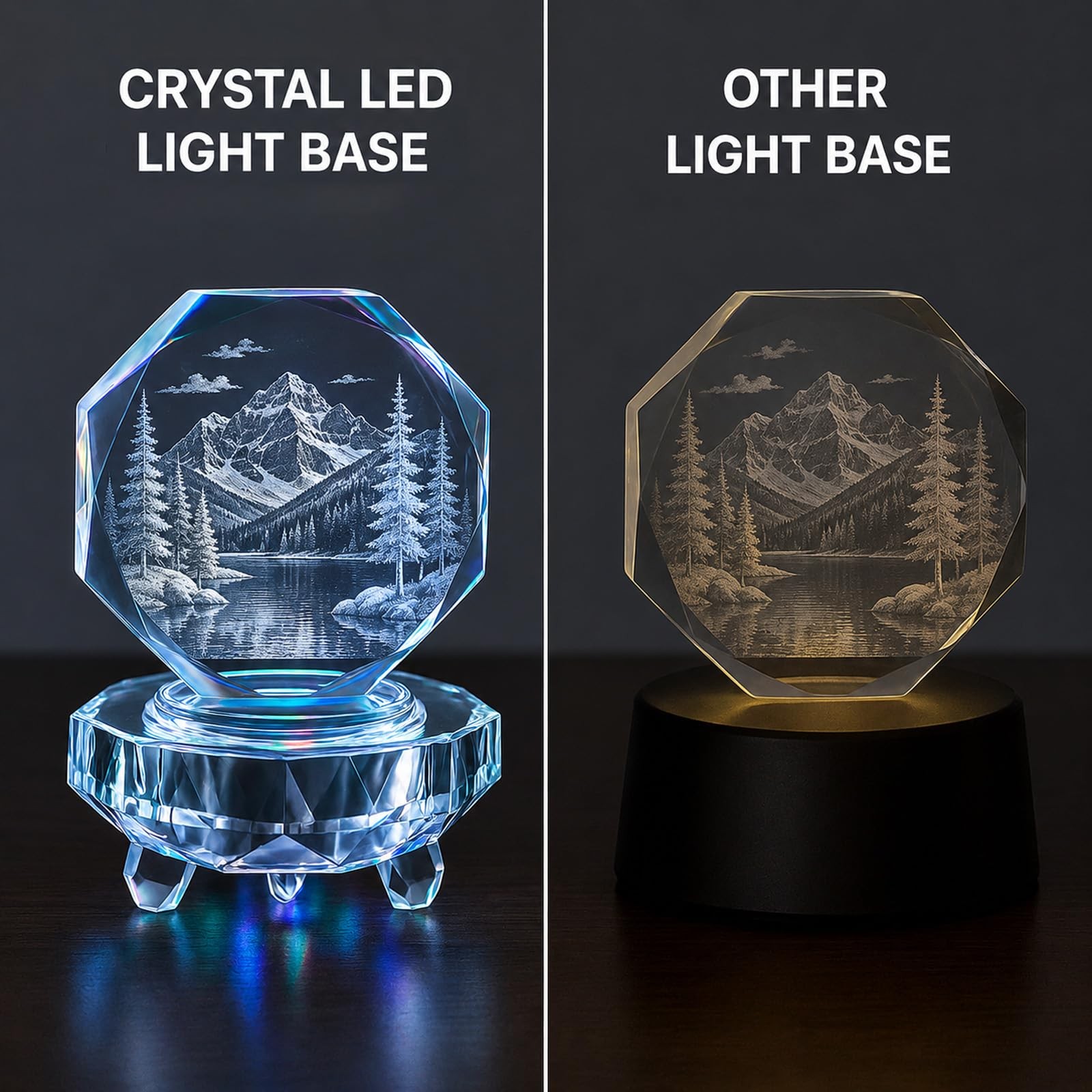 Crystal Light Base Lighted Display Stand – Octagon