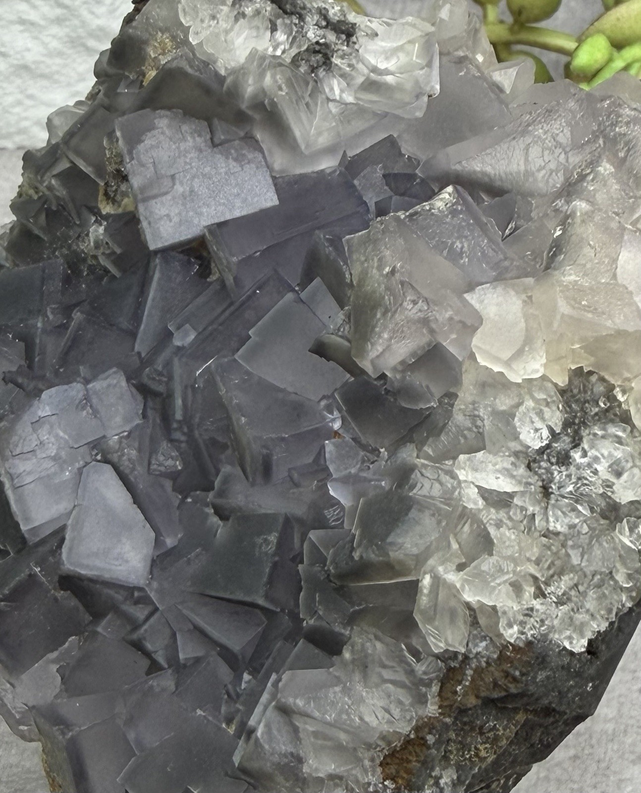 Crystal 242g QR Code Cube Grey Fluorite UV Reactive Cluster Specimen Mineral