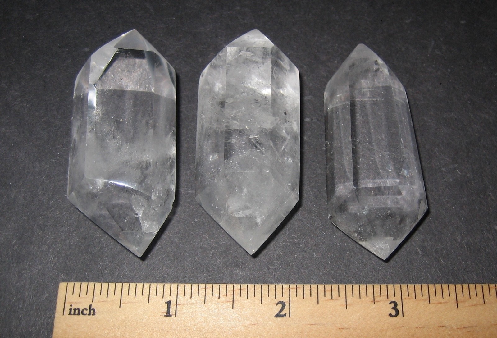 3 POLISHED DOUBLE TERMINATED 2.1″-2.2″ NATURAL CLEAR QUARTZ CRYSTALS ~ 114.1g *A