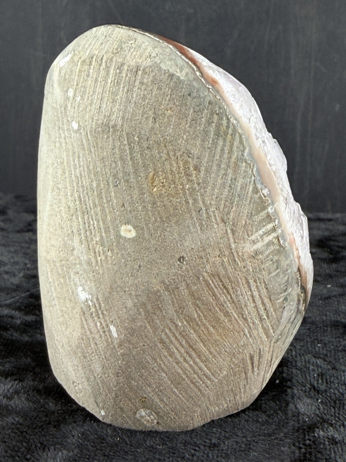 Silver Amethyst Crystals in Polished, Cut Base Lava Vug, from Uruguay 186 g.