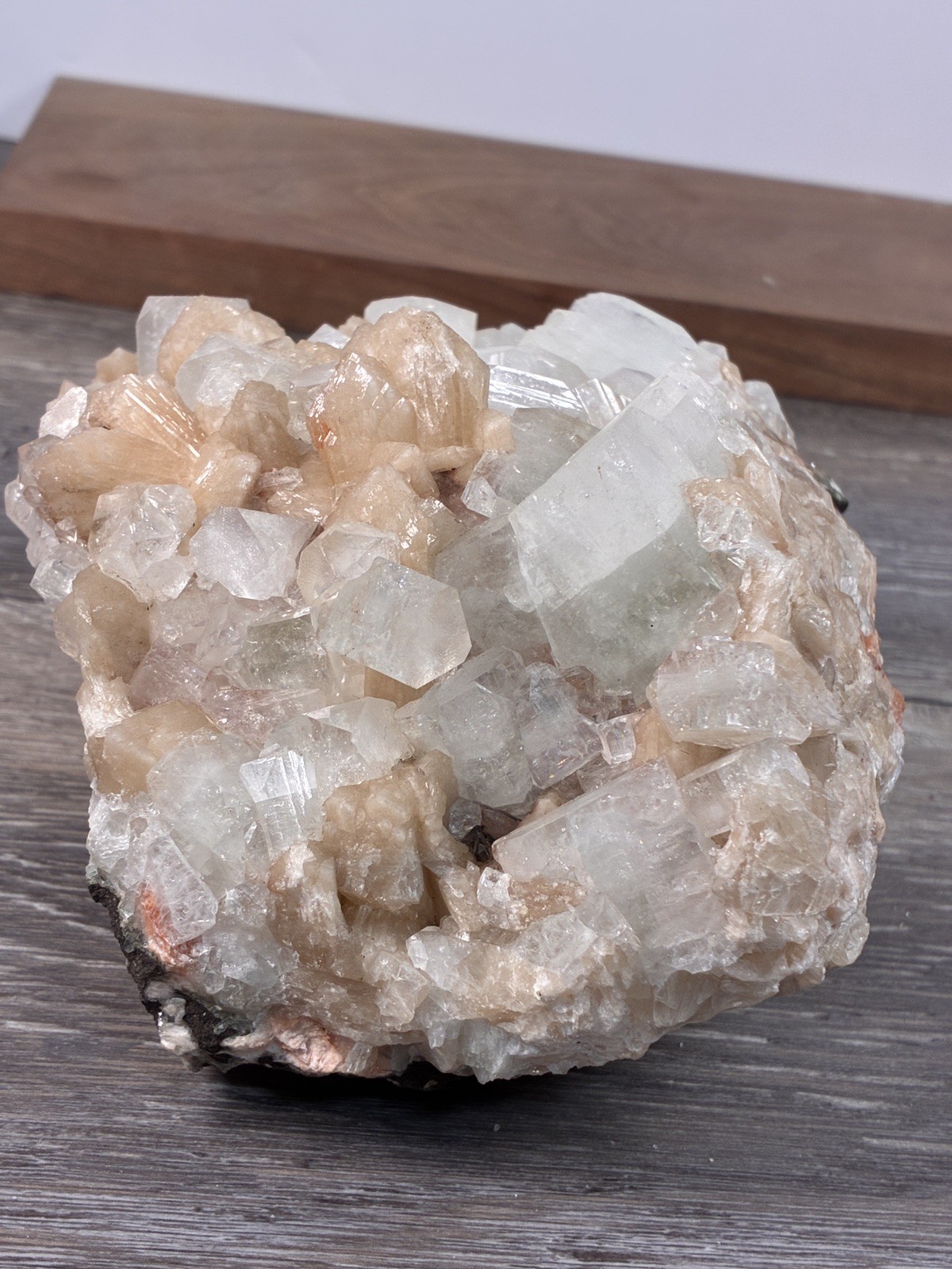 Natural Apophyllite Cluster with Peach Stilbite Mineral over 3.5 lbs
