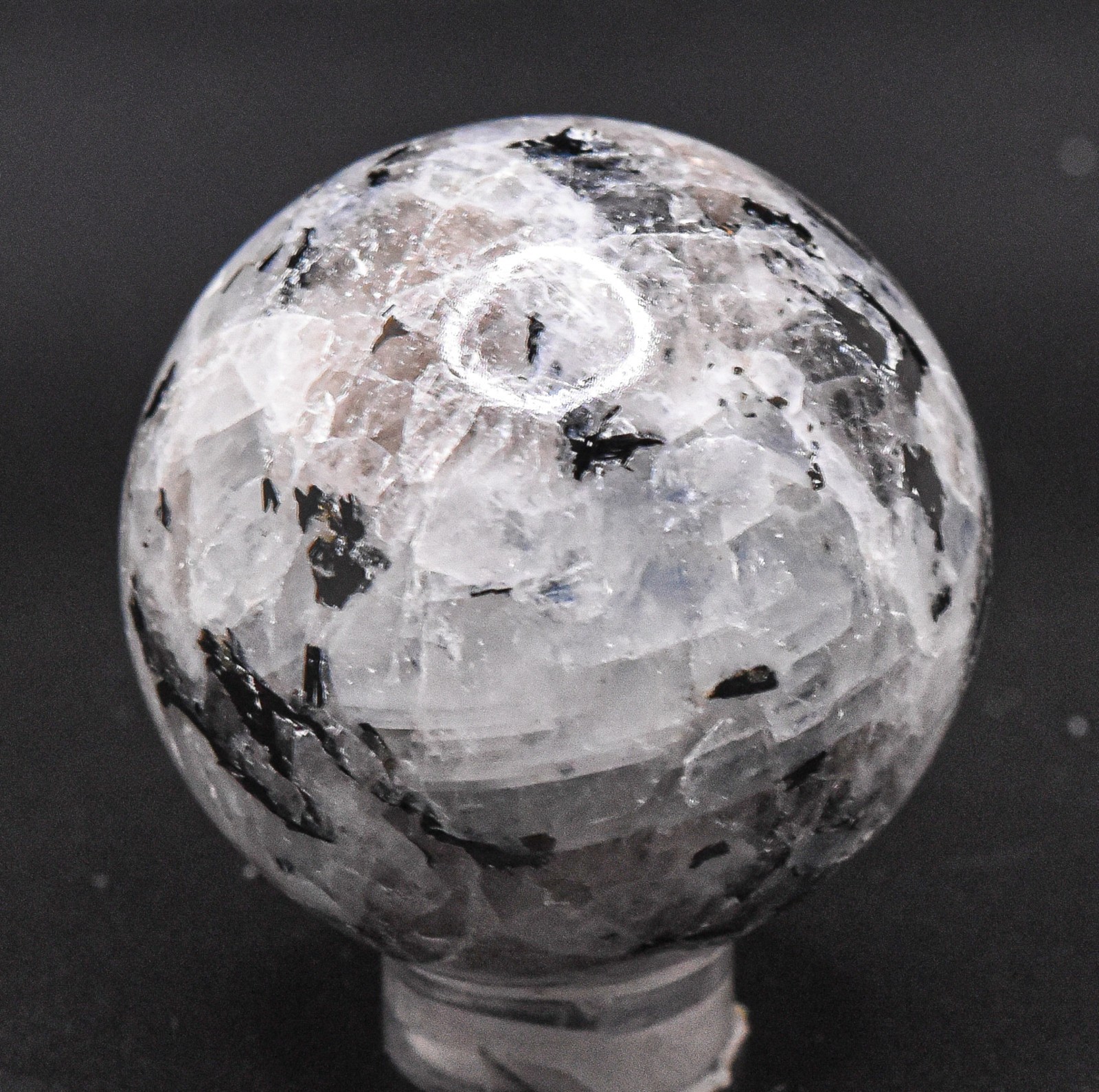 38mm Rainbow Moonstone w/ Inclusions Sphere Polished Sparkling Mineral – India