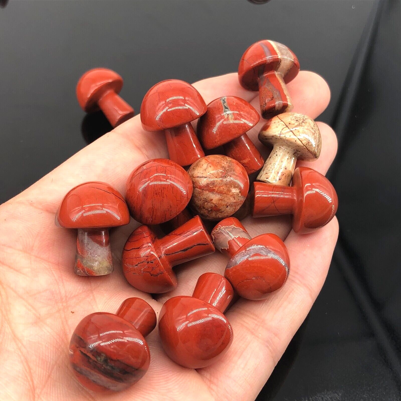 10pcs Natural Red Jasper Mushroom Skull Quartz Crystal Pendant Healing Mineral