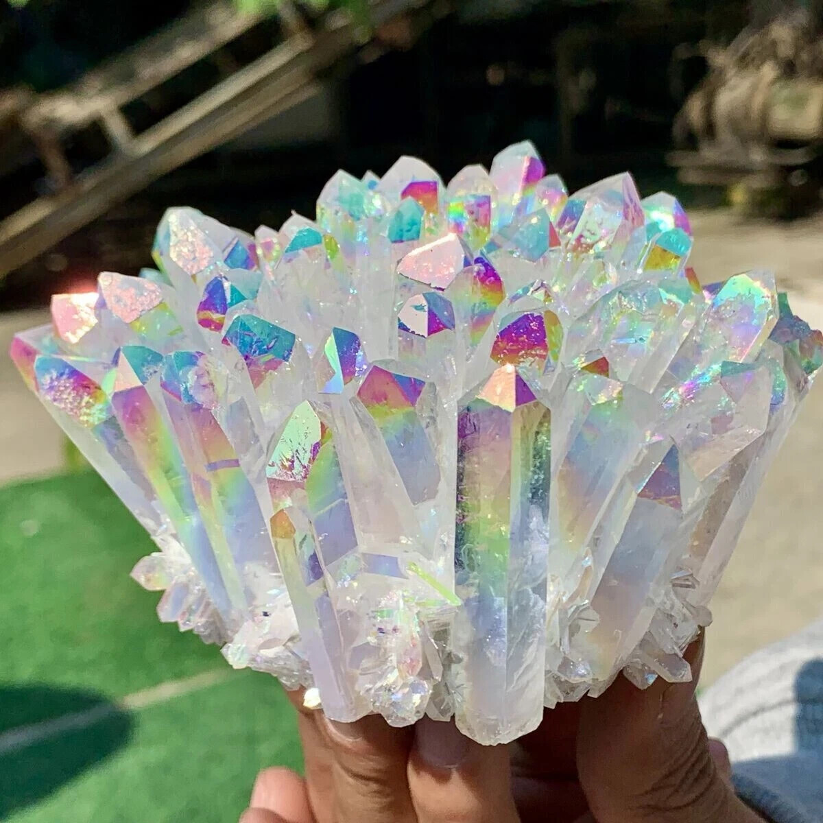 350 G-400 Rare Angel Aura Clear Quartz Crystal Cluster Mineral Specimen Decor