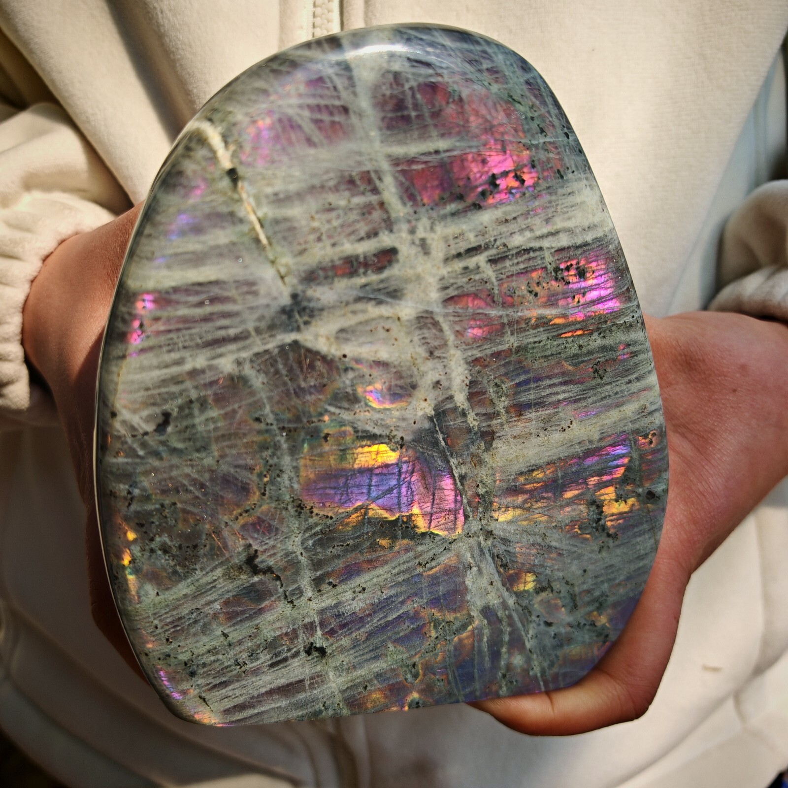 4.51LB Natural purple Labrador feldspar quartz free mineral specimen 2.05kg