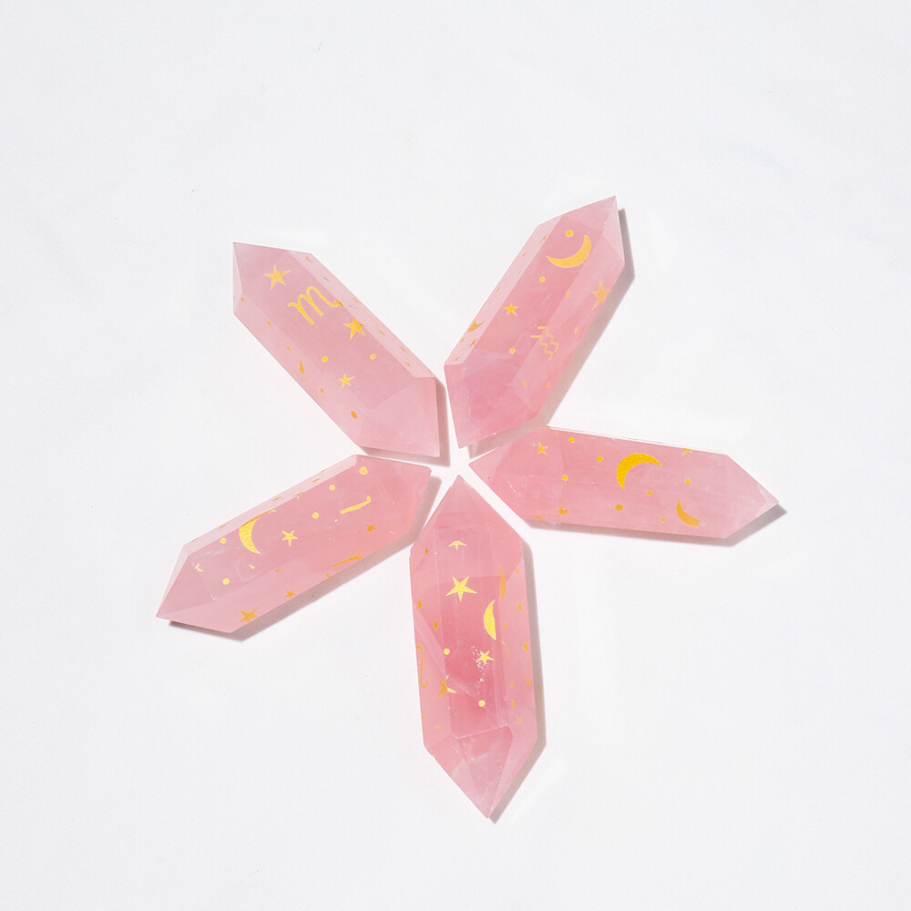 Natural Crystal Double Pointed Column Moon Star Crystal Witchcraft Divination