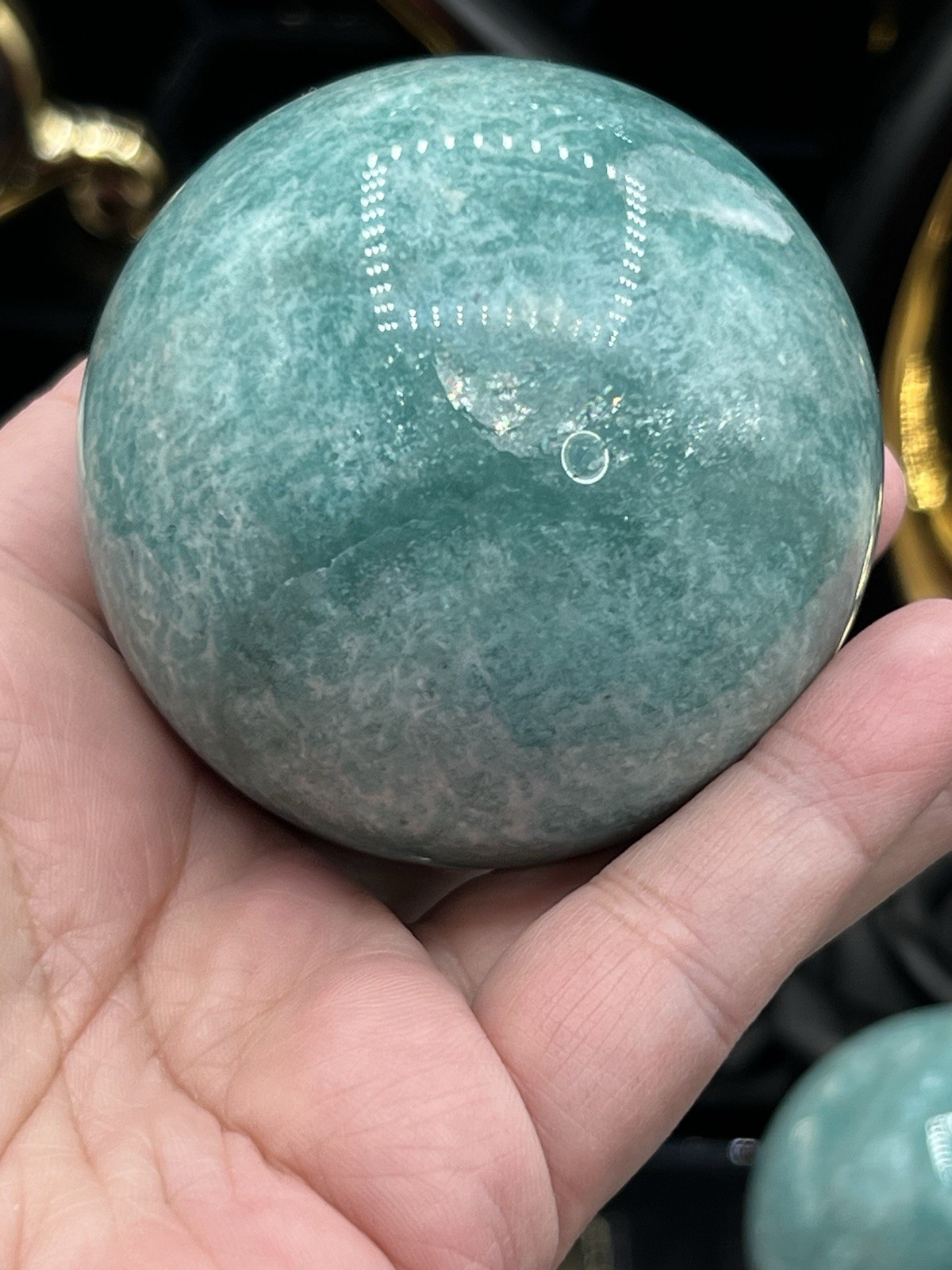 Natural Amazonite Spheres Chatoyancy Beautiful color Free ship & Gift