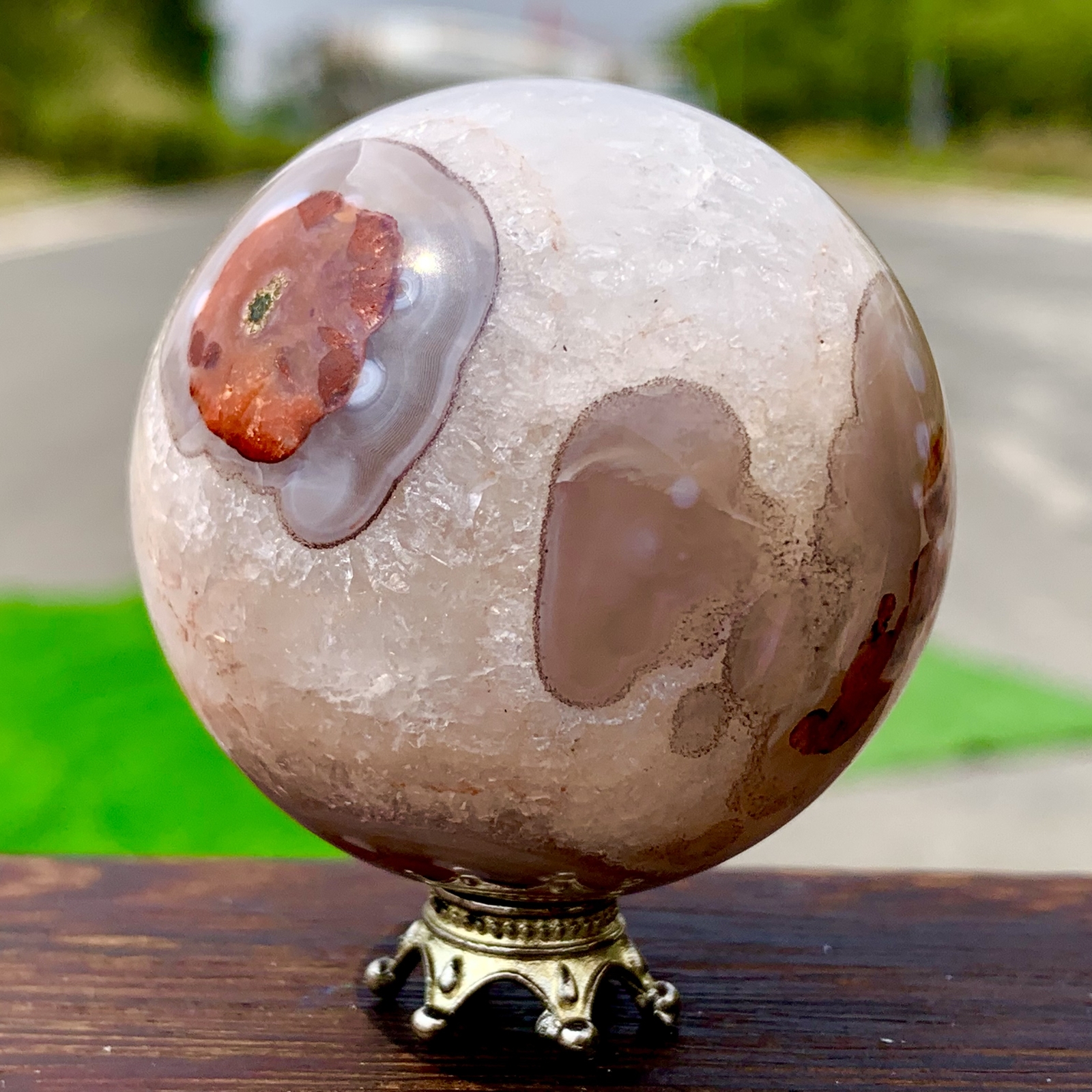 164GNatural Silk agate Sphere Quartz crystals Balls Reiki Healing Gem
