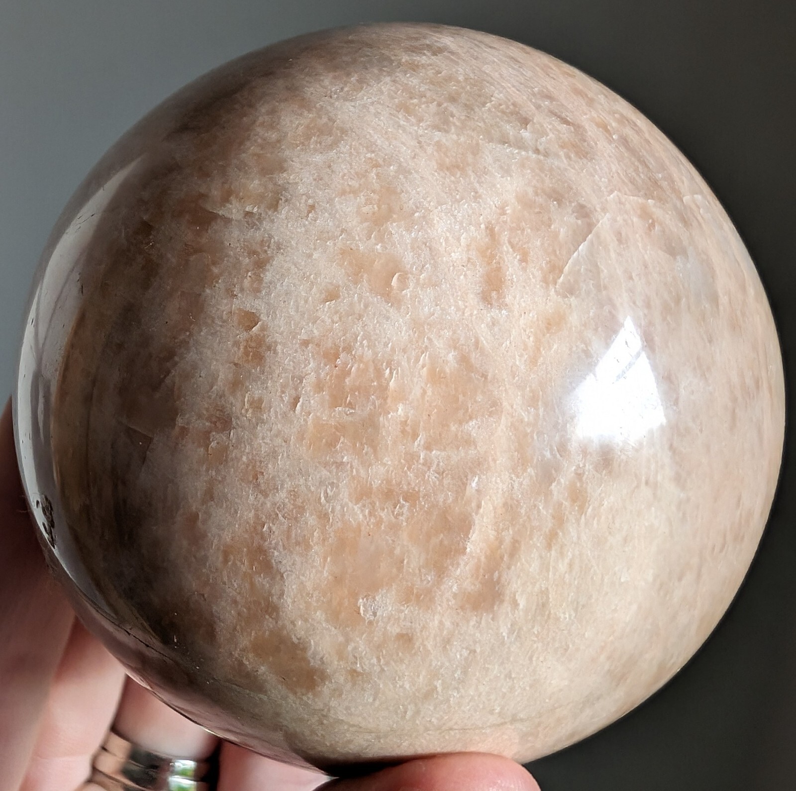 Moonstone Sphere Flash Peach Ball Orb Globe Crystal Big Gemstone Chakra