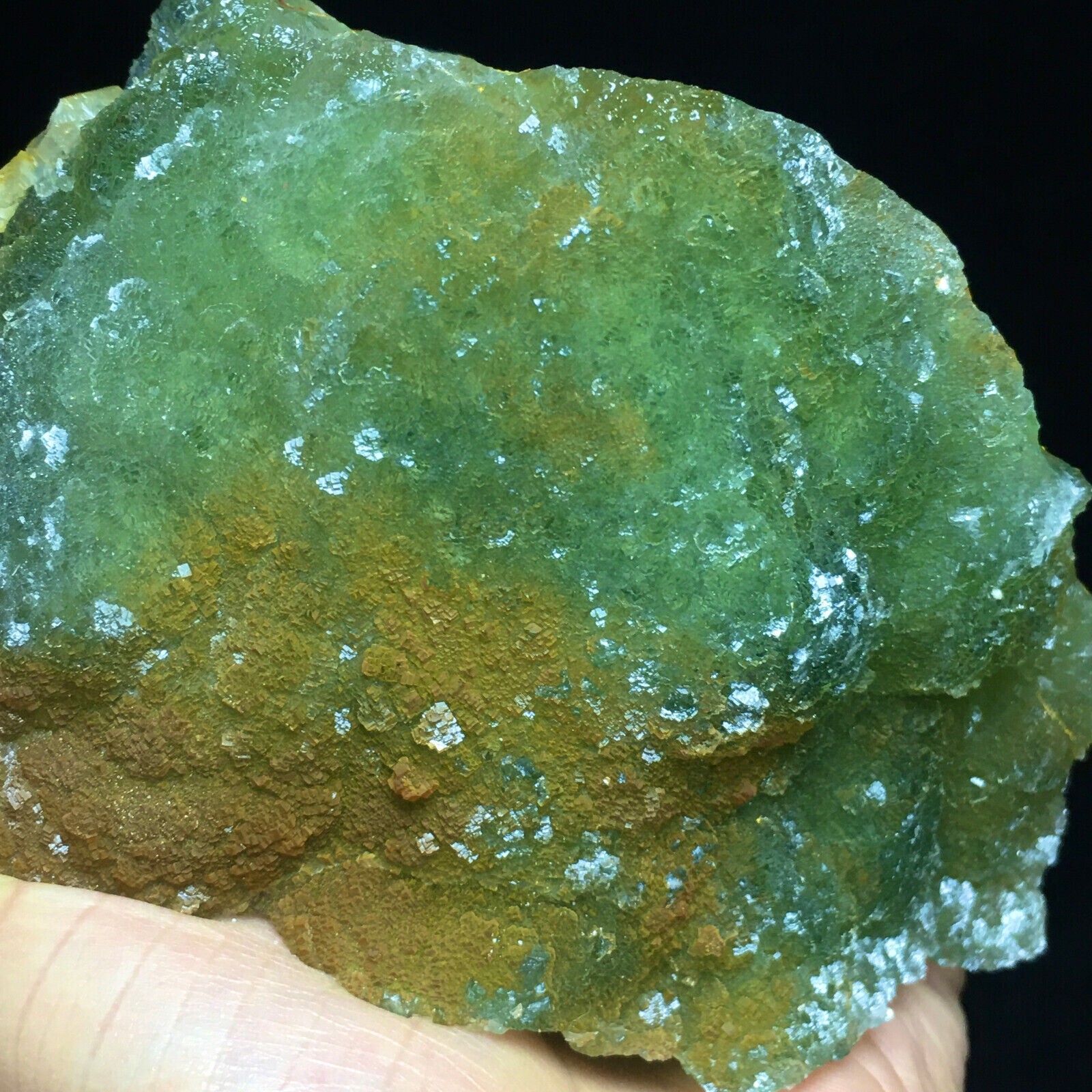 616g Naturally Rare Green Translucent Globular Fluorite Clusters From Henan